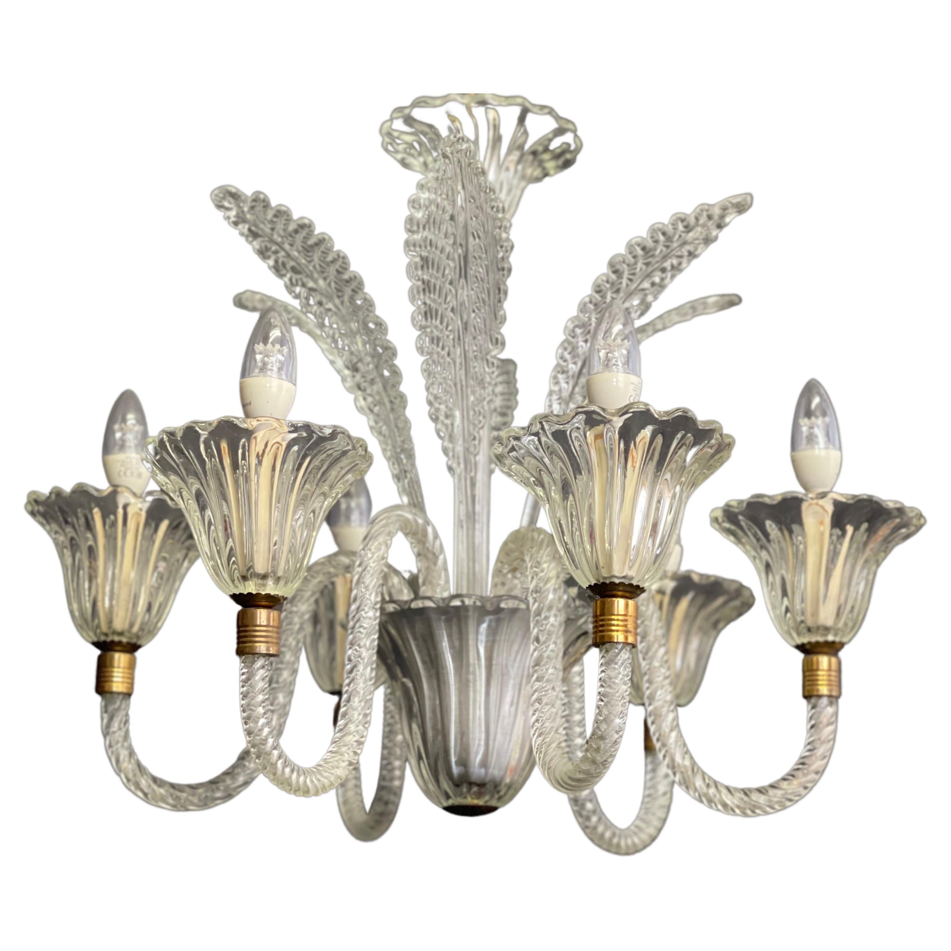 A rare murano glass chandelier by Barovier e Toso, Italy, ca. 1940s.
Newly rewired for US standards.
        