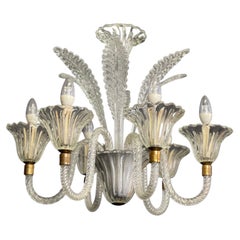 Art Deco Murano Glass Chandelier by Barovier e Toso, circa 1940s