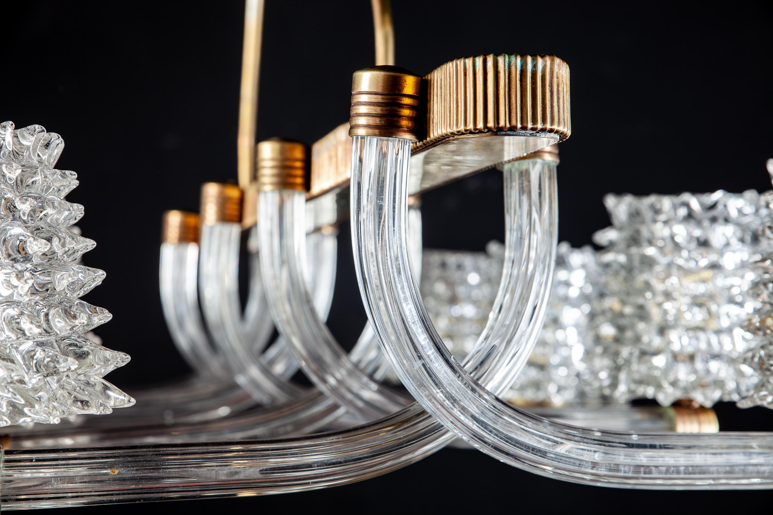 Art Deco Murano Glass Chandelier by Ercole Barovier, 1940 In Excellent Condition In Rome, IT