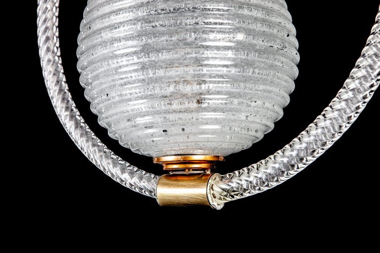Art Deco Murano Glass Chandelier by Ercole Barovier, 1940s In Good Condition For Sale In Rome, IT