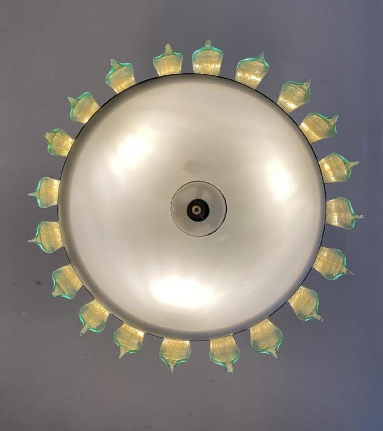 Art Deco Murano Glass Chandelier In Good Condition In Brussels, BE