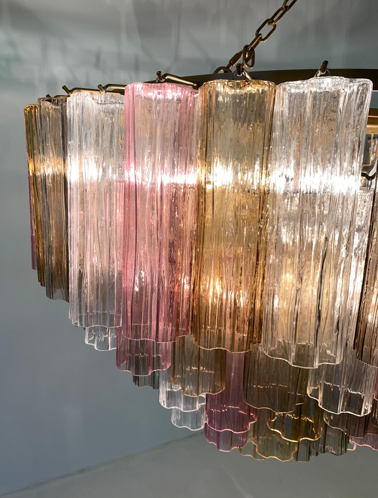 Metal Art Deco Murano Glass Chandelier For Sale