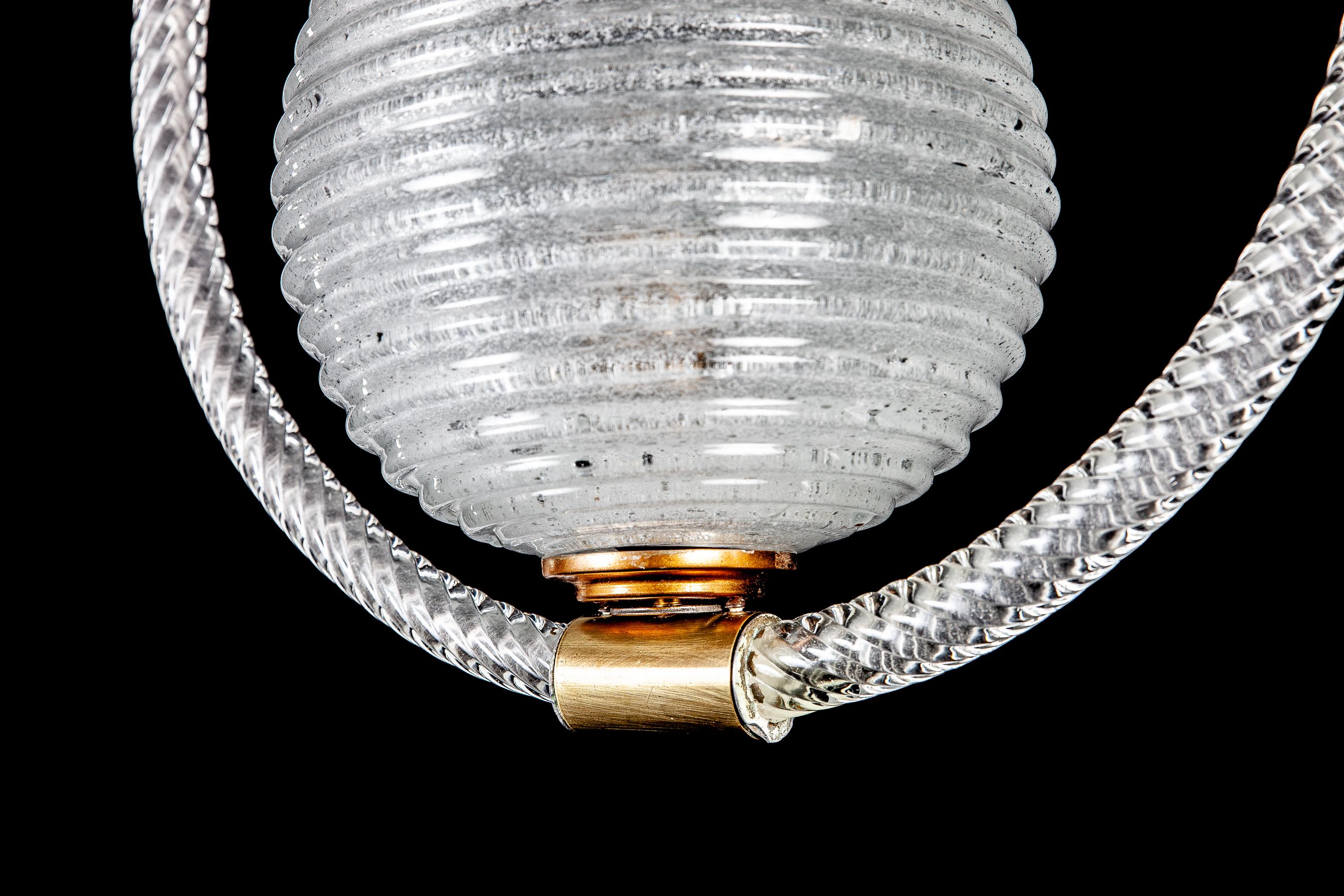 Art Deco Murano Glass Chandelier or Lantern by Ercole Barovier, 1940s In Good Condition For Sale In Rome, IT