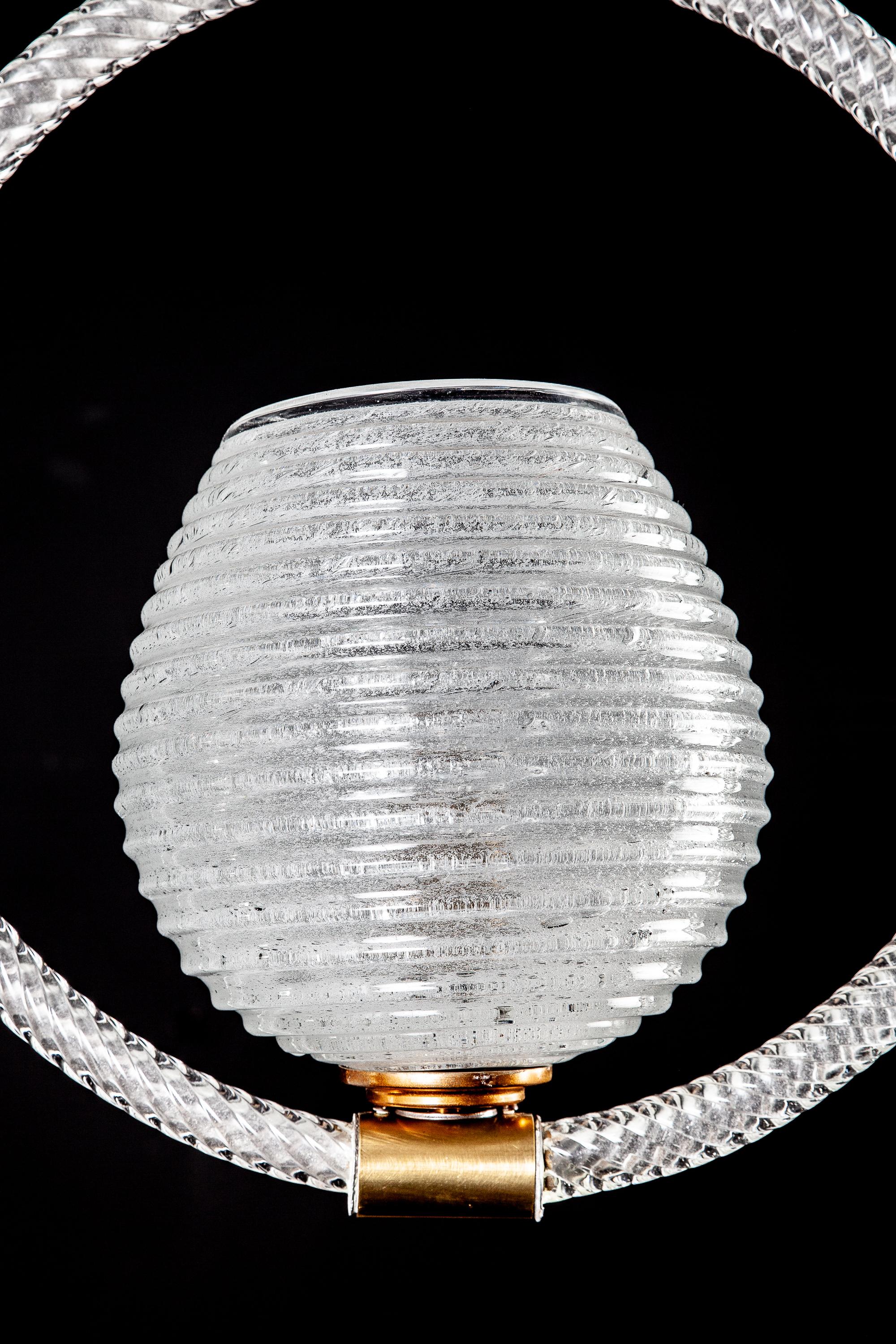 Art Deco Murano Glass Chandelier or Lantern by Ercole Barovier, 1940s For Sale 2