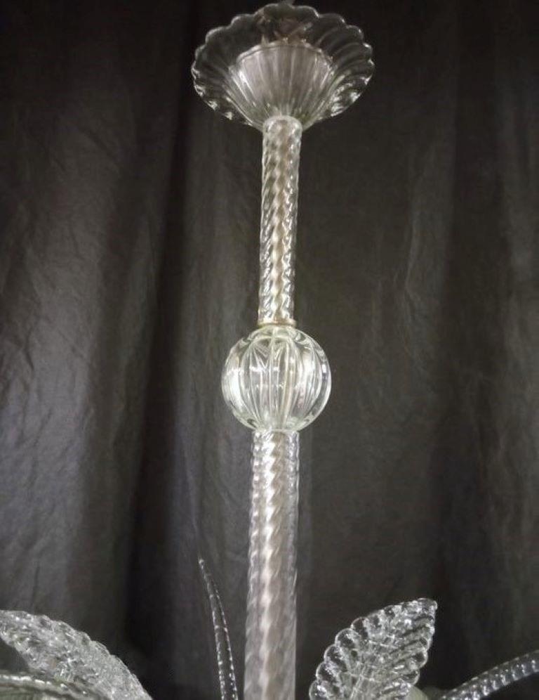 Barovier&Toso Lustre à feuilles en verre clair de Murano, Italie années 1950 en vente 5