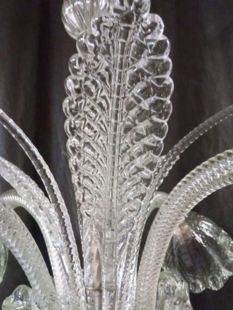 Barovier&Toso Lustre à feuilles en verre clair de Murano, Italie années 1950 en vente 1