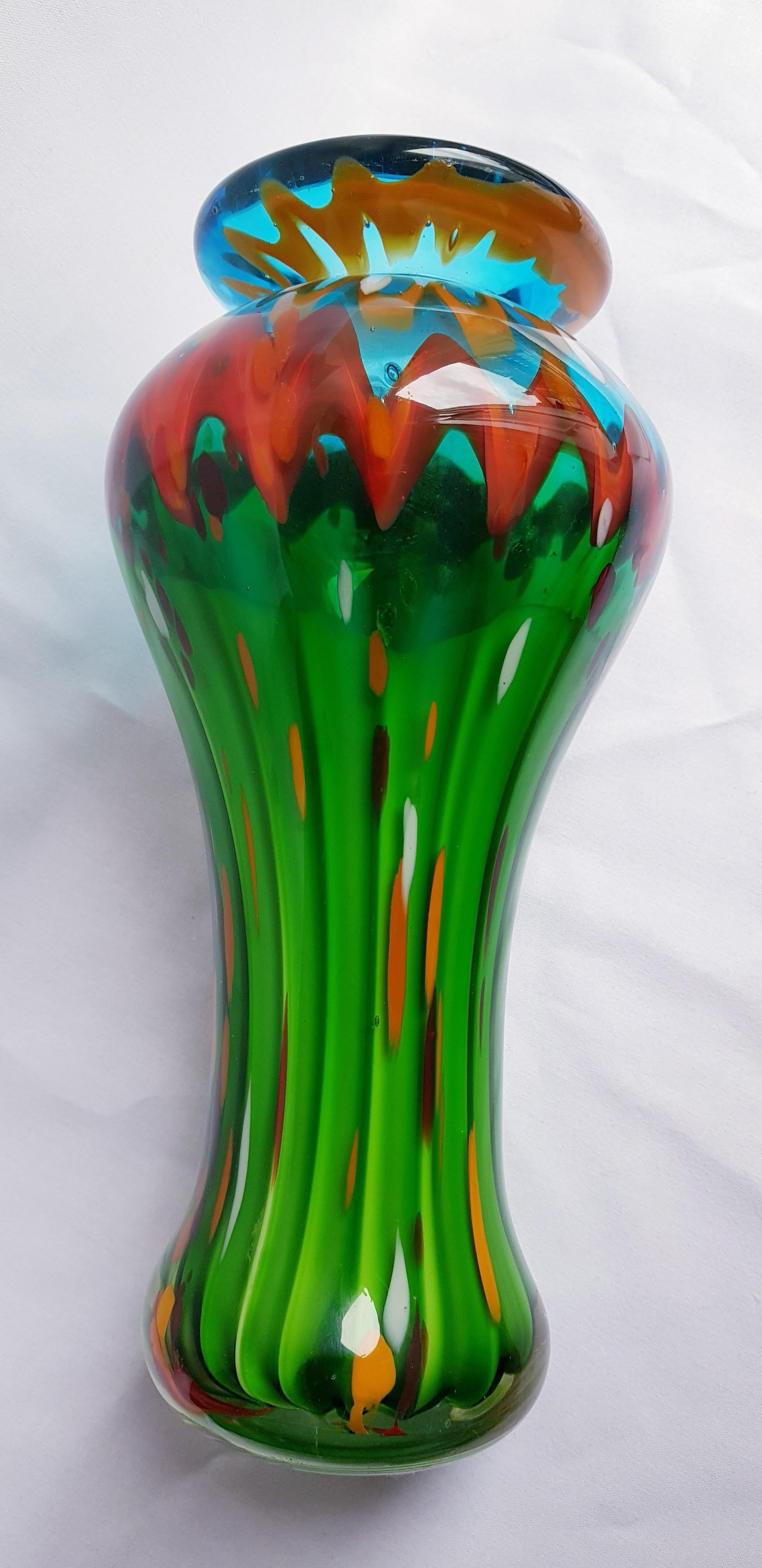 Art Deco Murano Glass Large Vase For Sale at 1stDibs