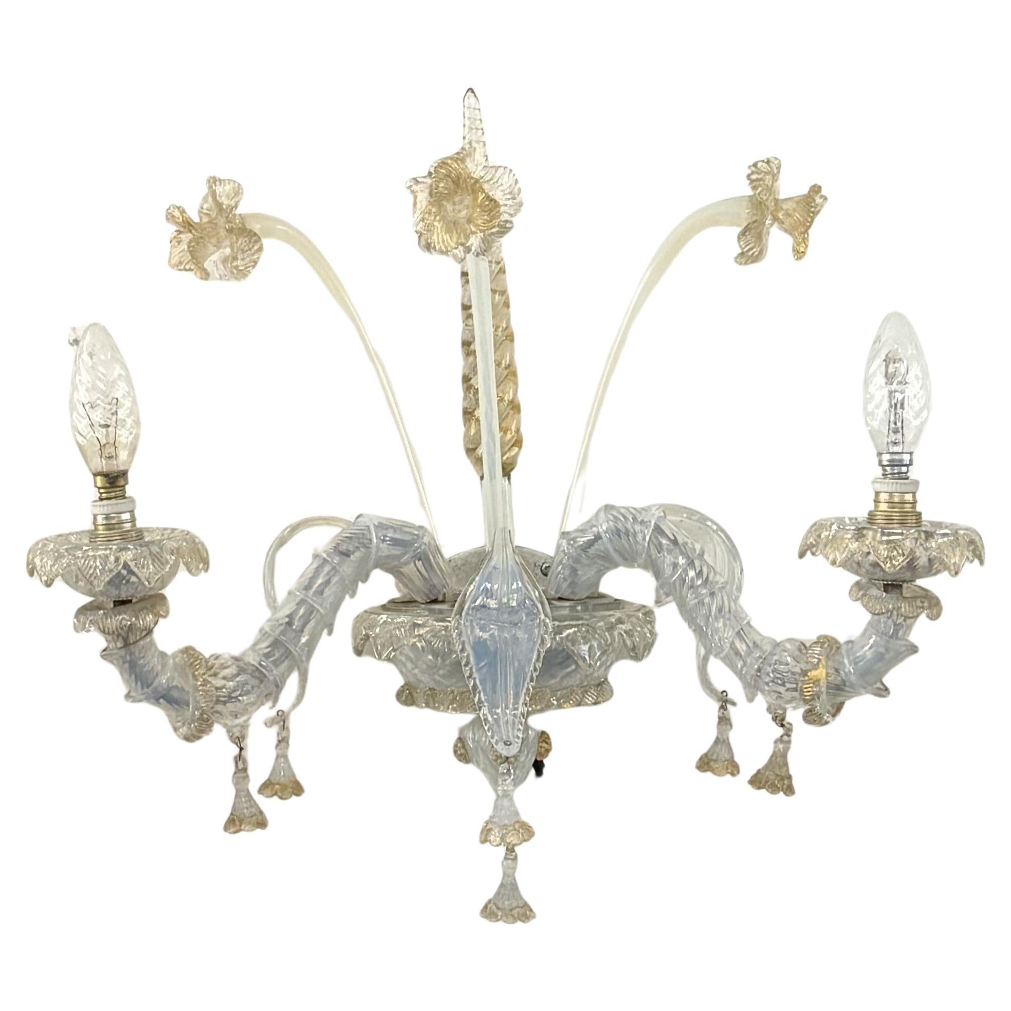 Art Deco Murano Glass Sconces, Italy ca. 1930s For Sale