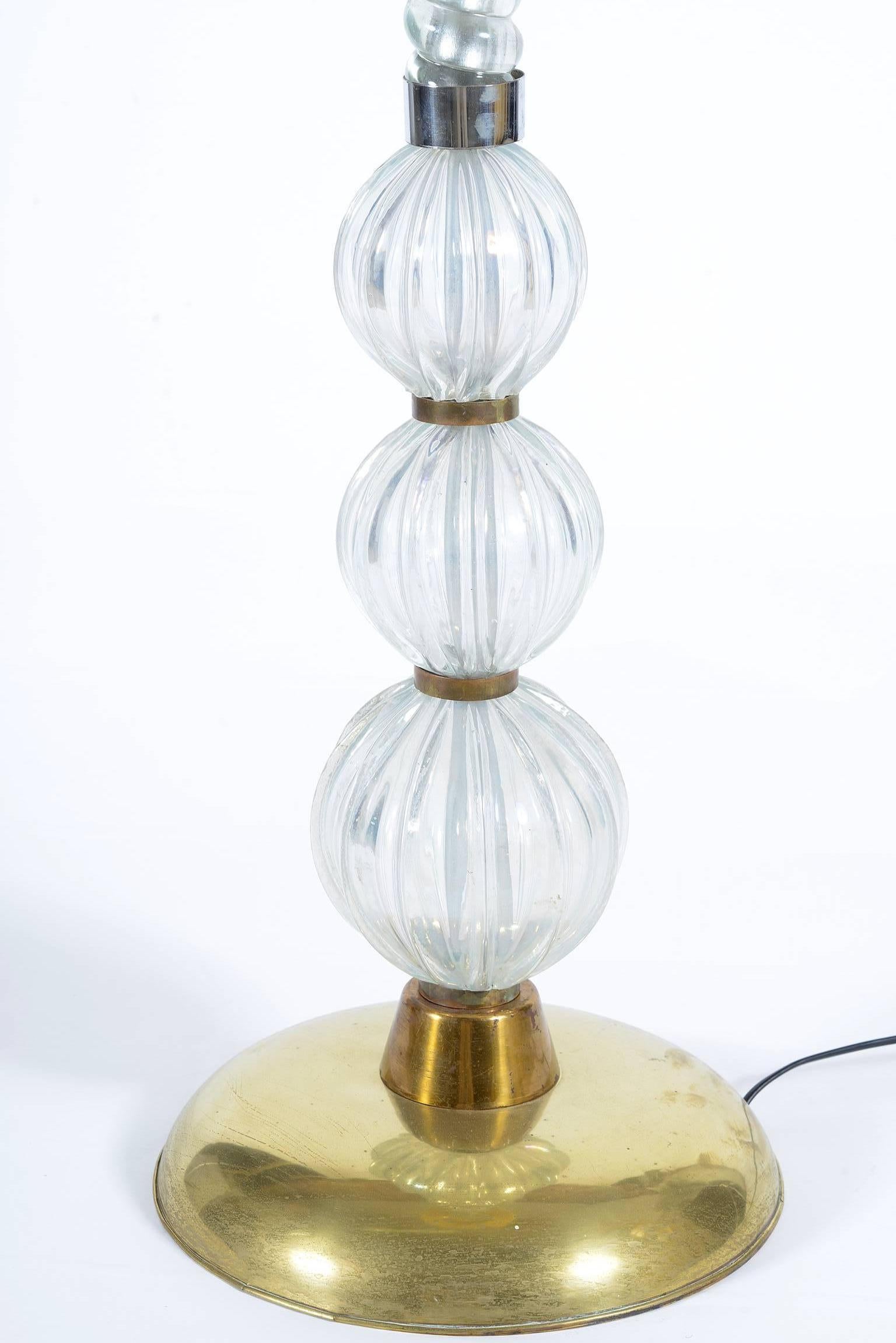 Italian Barovier Art Deco Murano Glass Standing Lamp , 1930's