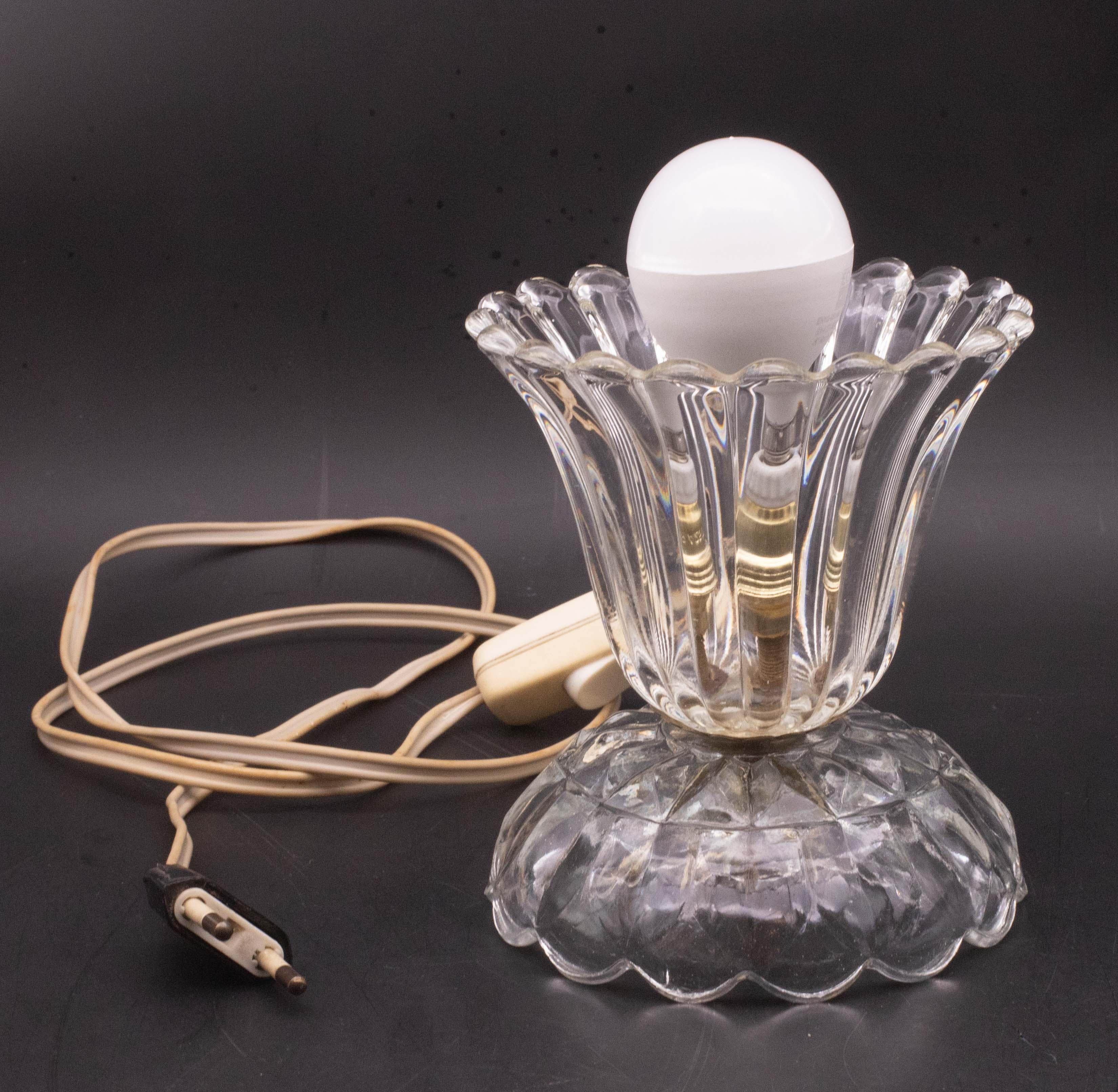 Milieu du XXe siècle Lampe de table Art Decò en verre de Murano Leave by Barovier e Toso, 1950 en vente