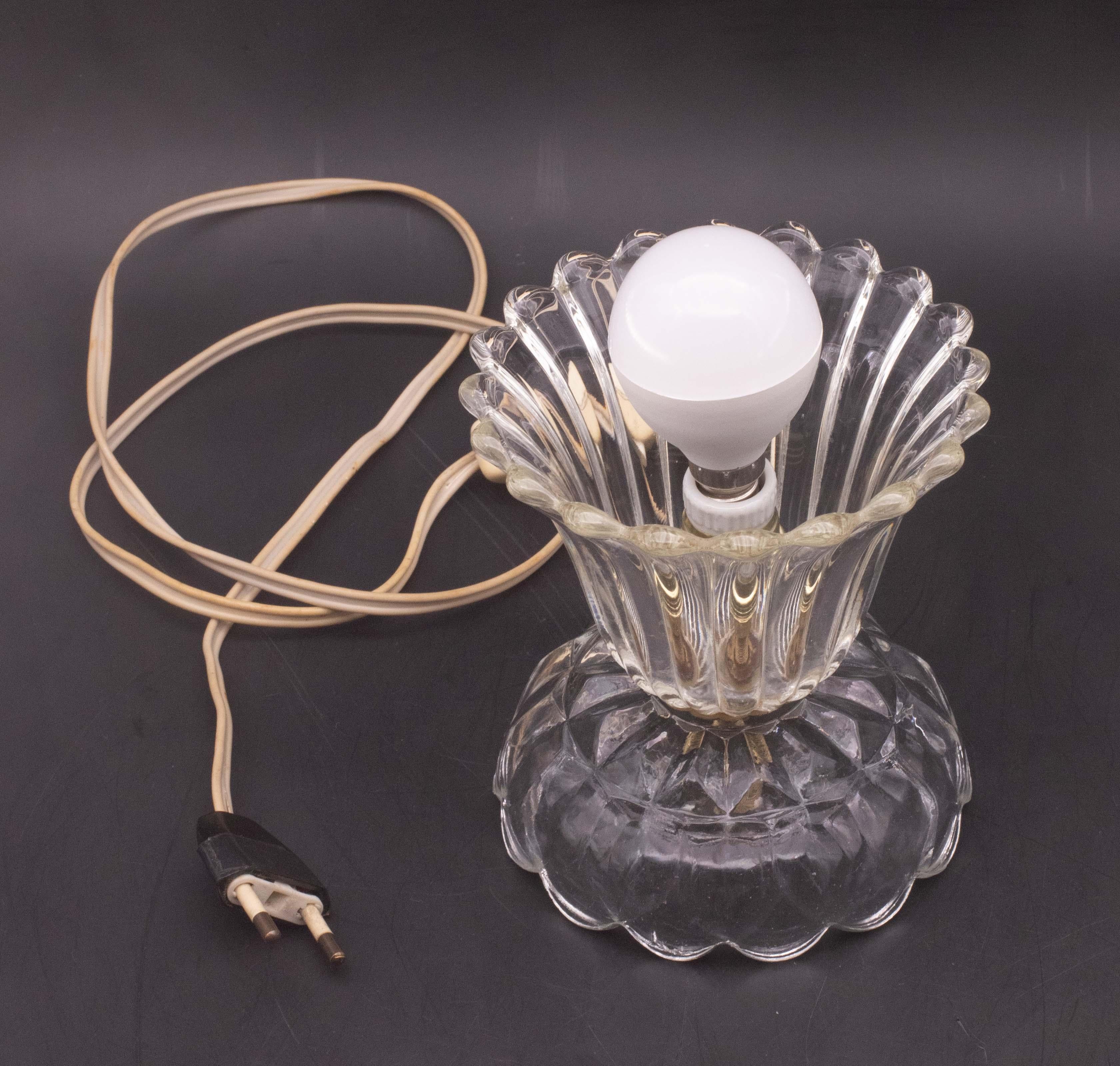 Verre de Murano Lampe de table Art Decò en verre de Murano Leave by Barovier e Toso, 1950 en vente