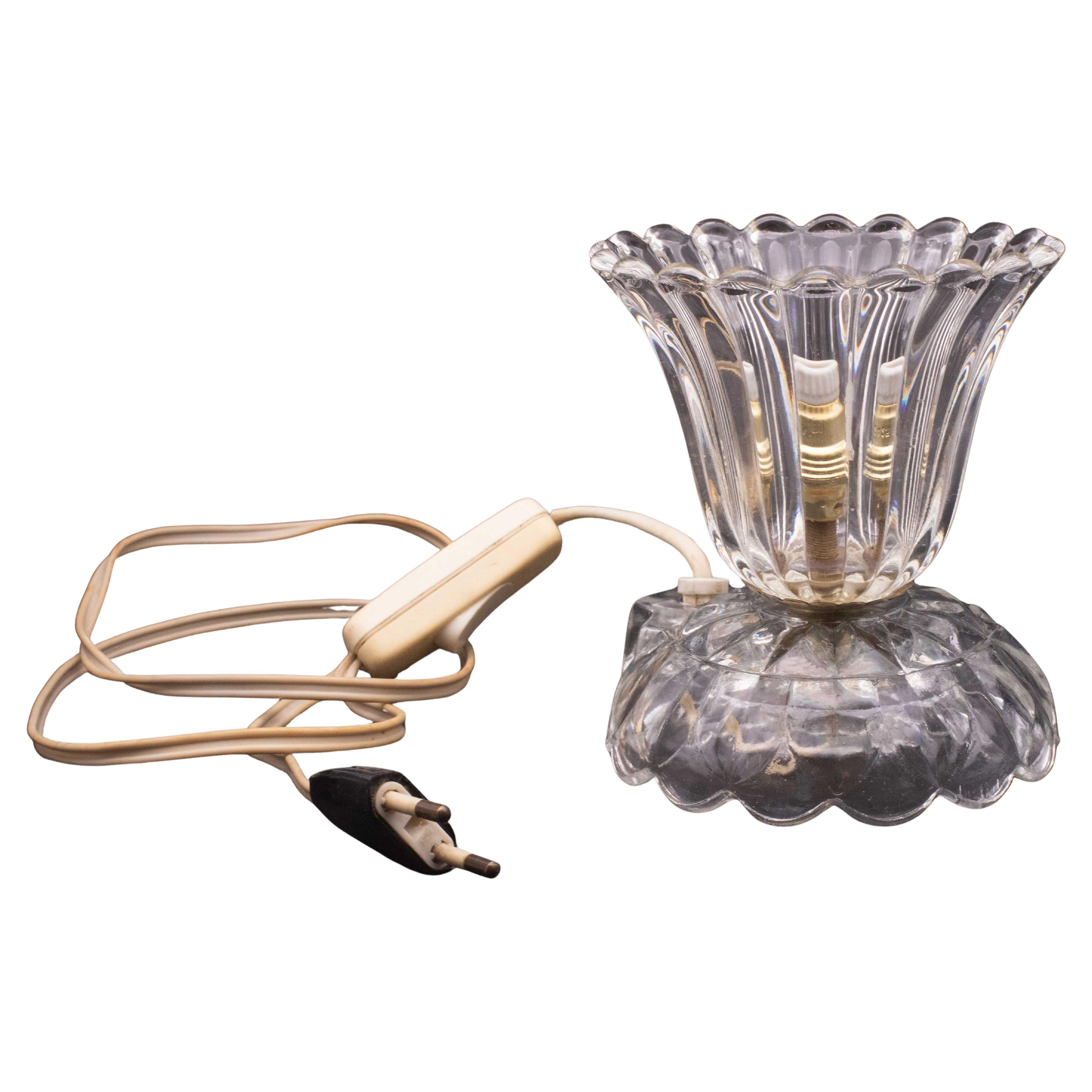 Lampe de table Art Decò en verre de Murano Leave by Barovier e Toso, 1950 en vente