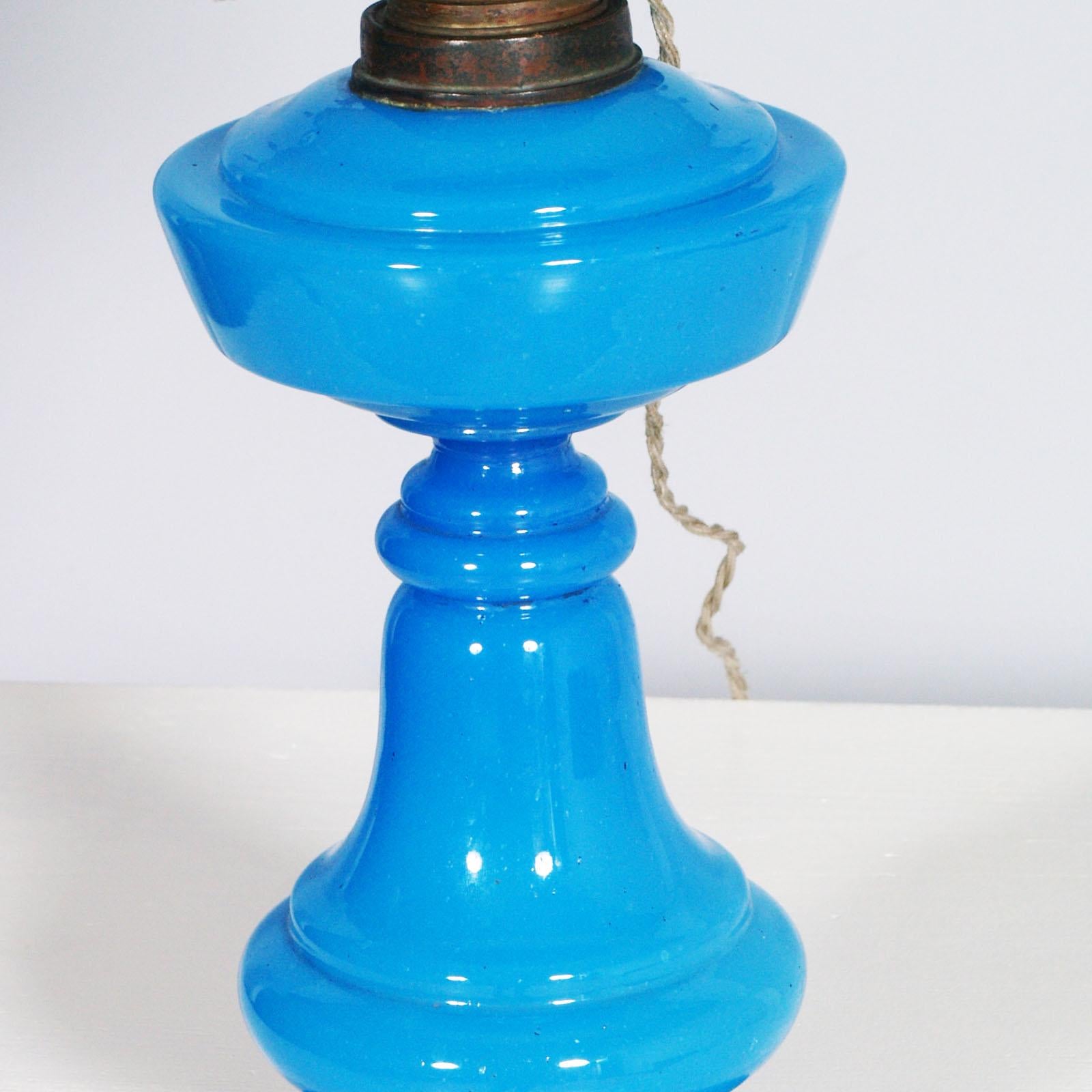 Art Deco Murano Glass Table Lamp by Cappellin for Venini 1930 Blown Blue Glass In Good Condition For Sale In Vigonza, Padua