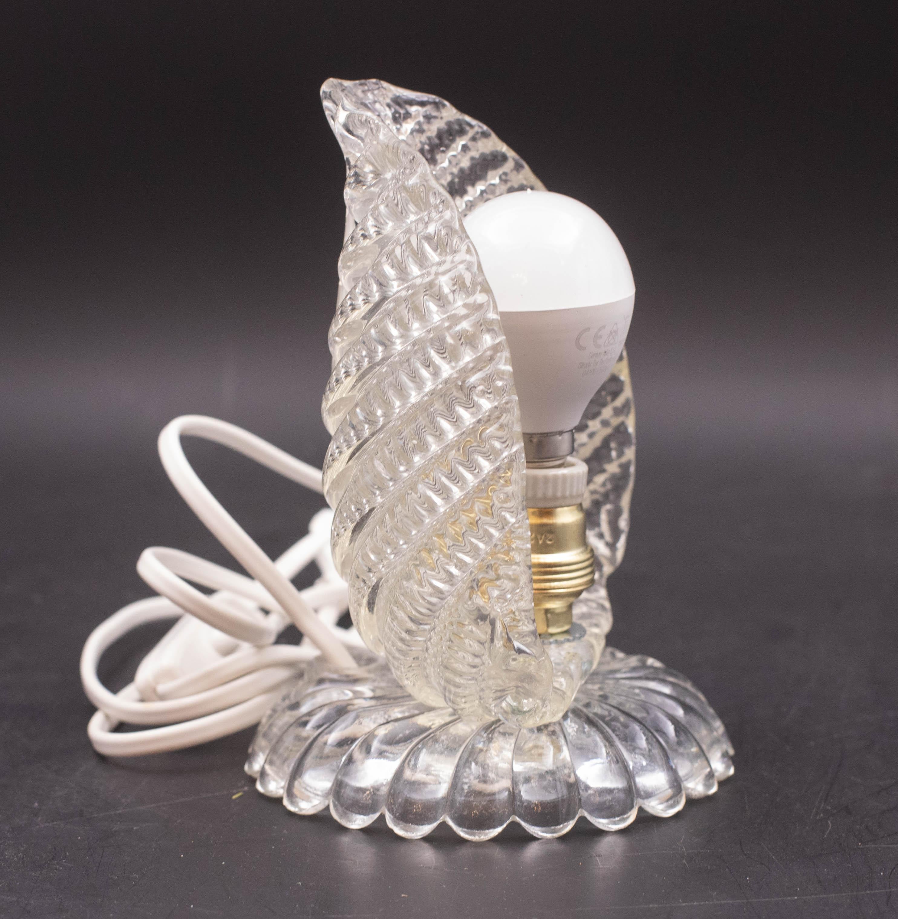 Lampe de table Art Decò en verre de Murano Leave by Barovier e Toso, 1950 Bon état - En vente à Roma, IT