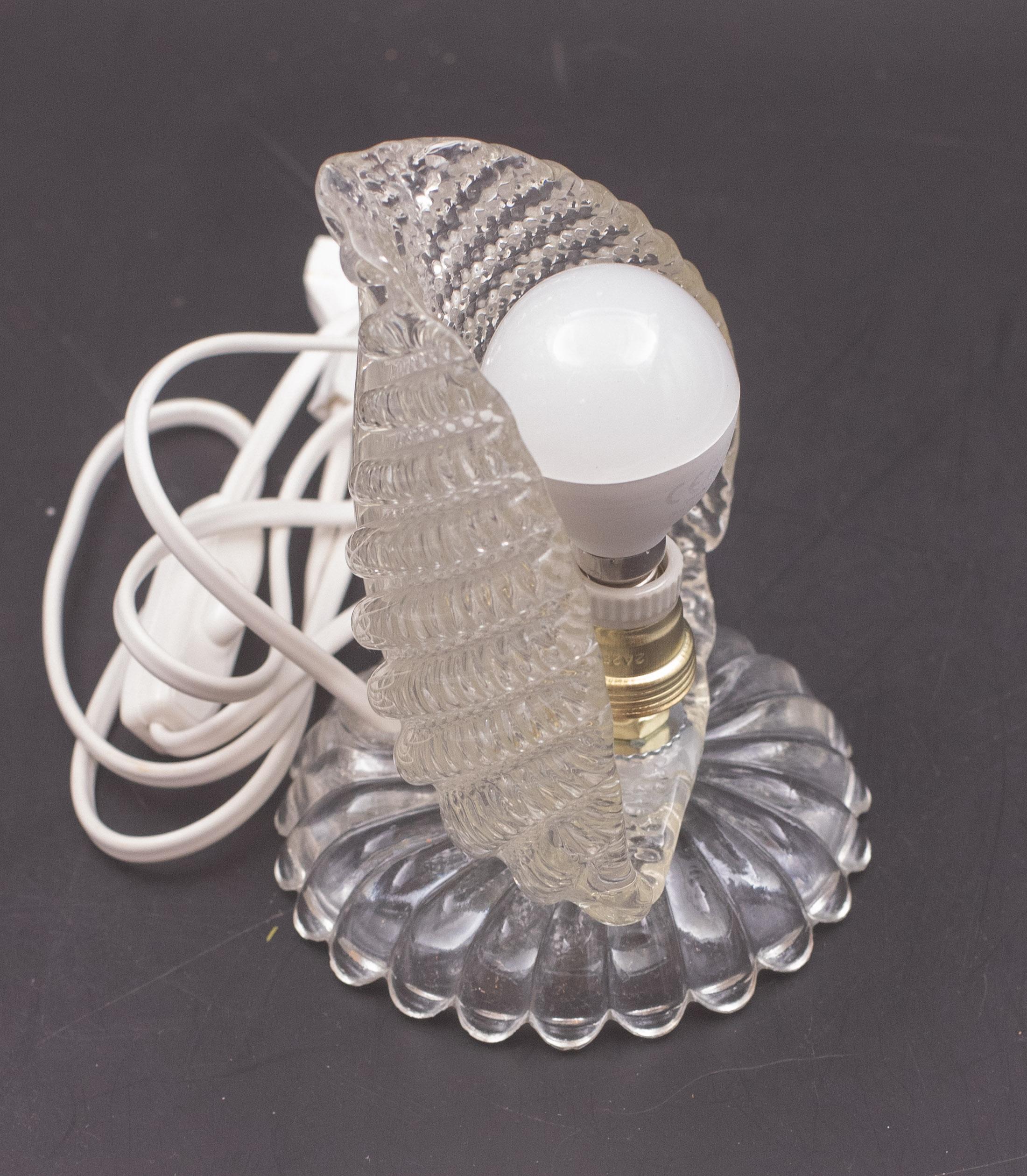 Milieu du XXe siècle Lampe de table Art Decò en verre de Murano Leave by Barovier e Toso, 1950 en vente