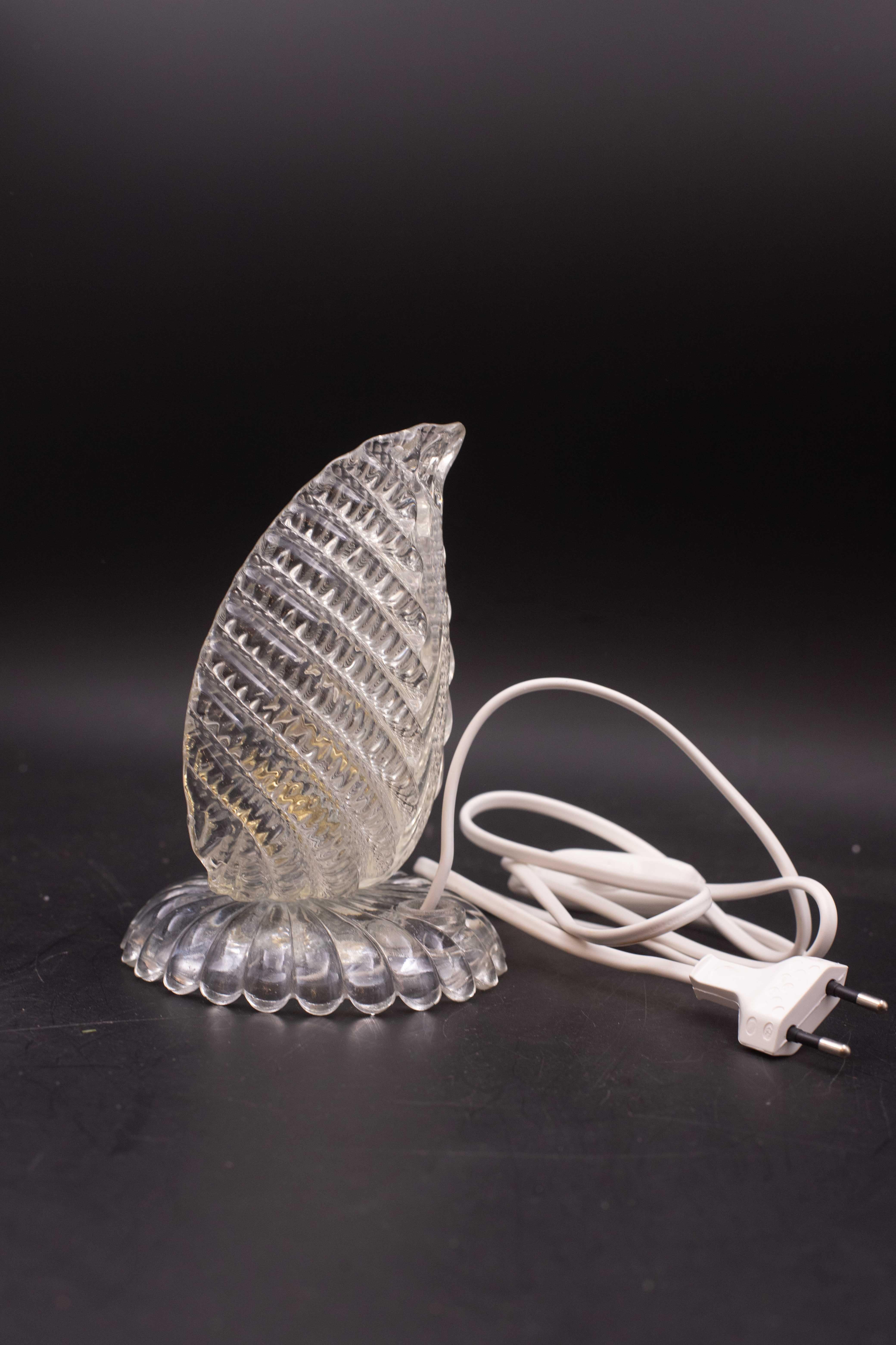 Lampe de table Art Decò en verre de Murano Leave by Barovier e Toso, 1950 en vente 4