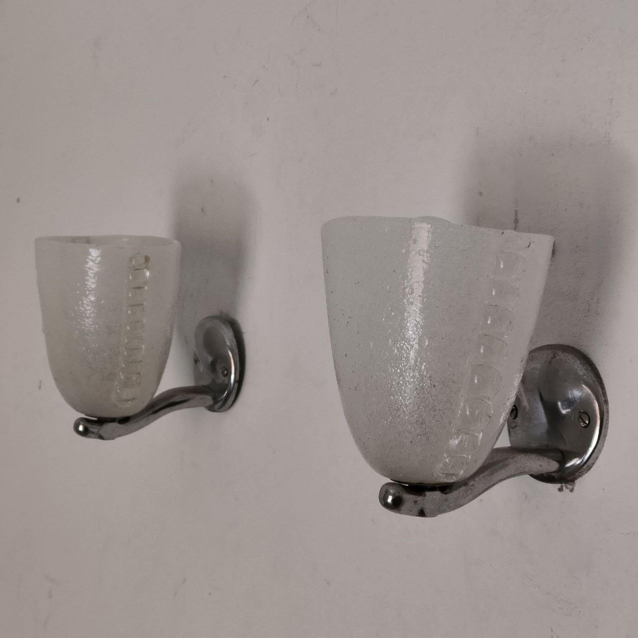 Art deco murano glass wall sconces by Carlo Scarpa for Venini, Italy, 1930s In Good Condition In Nicolosi, IT