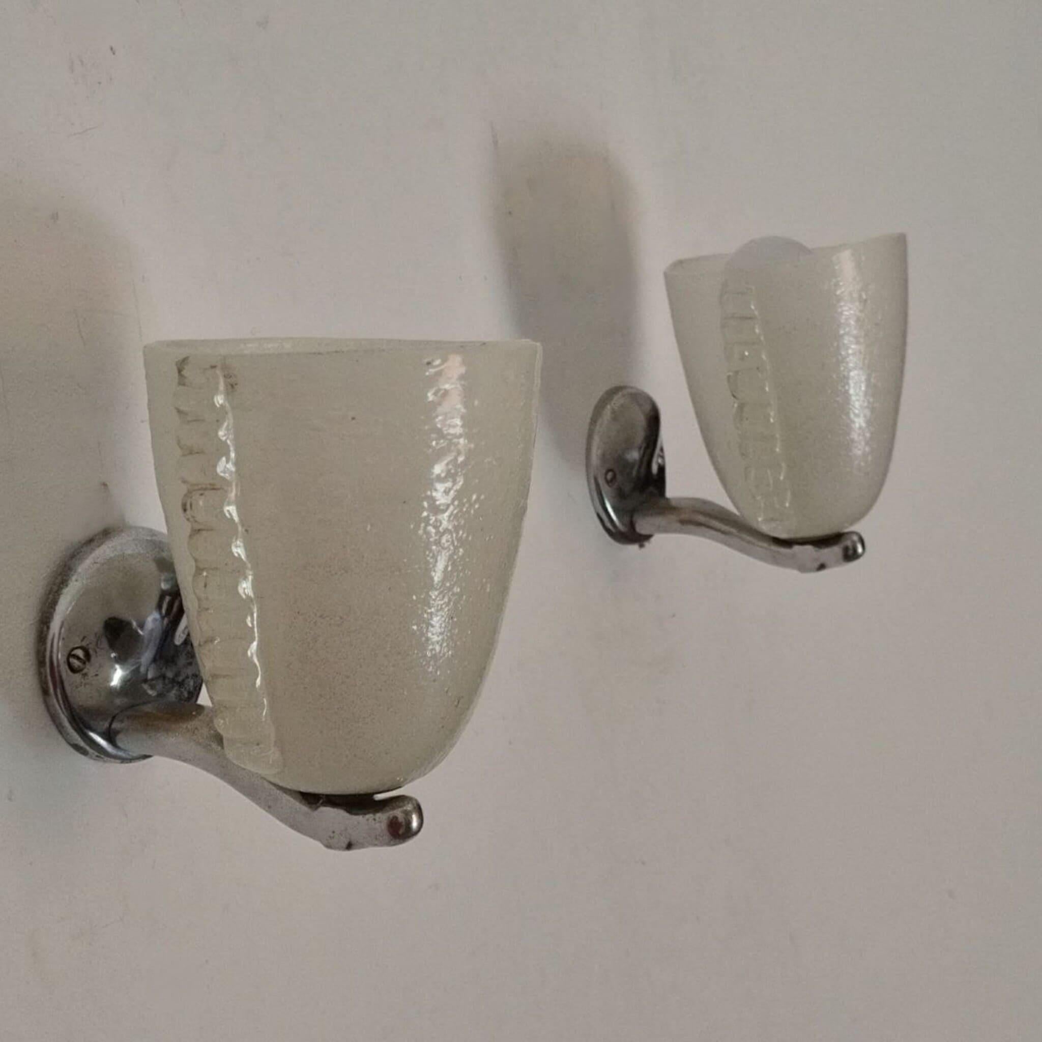 Art deco murano glass wall sconces by Carlo Scarpa for Venini, Italy, 1930s 2