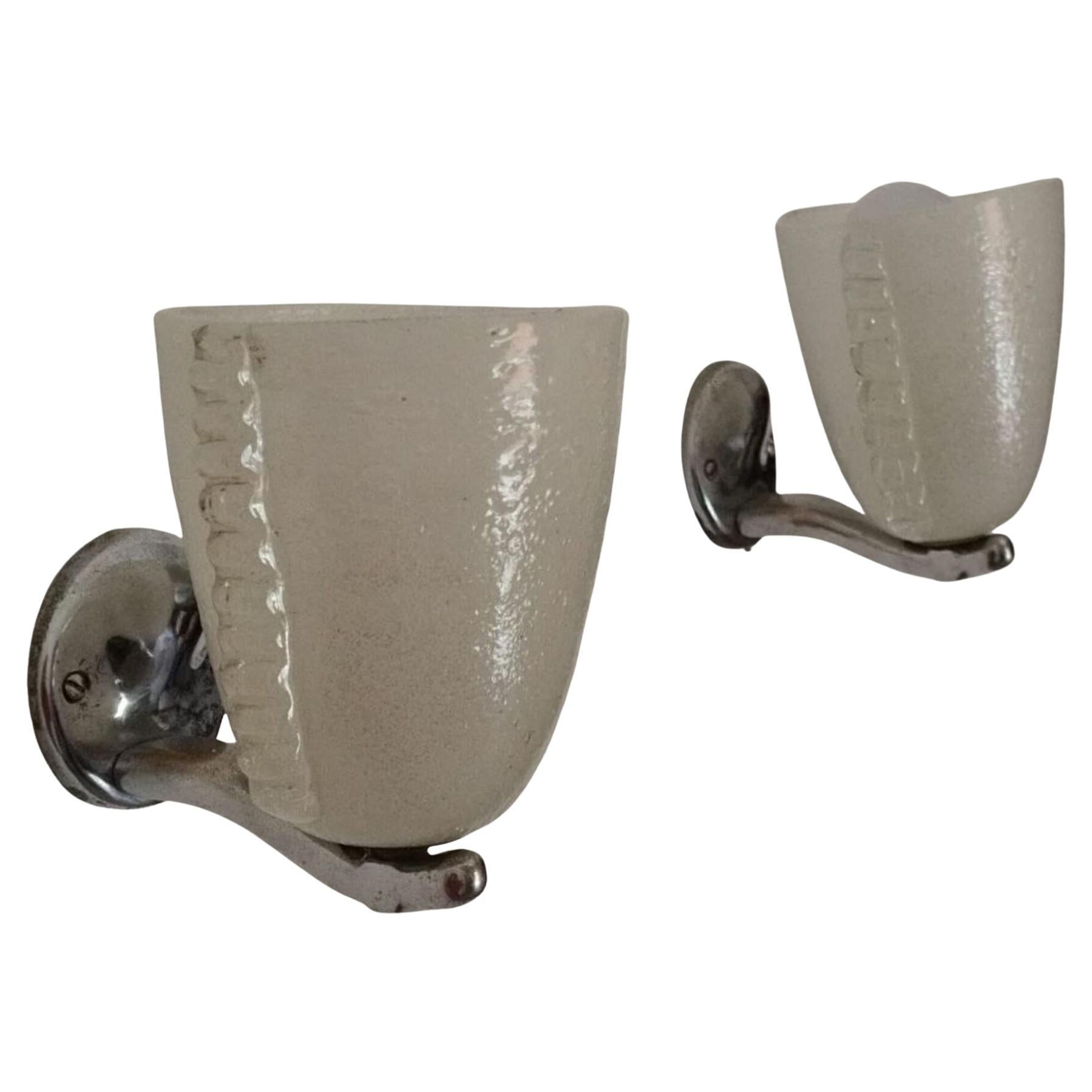 Art deco murano glass wall sconces by Carlo Scarpa for Venini, Italy, 1930s