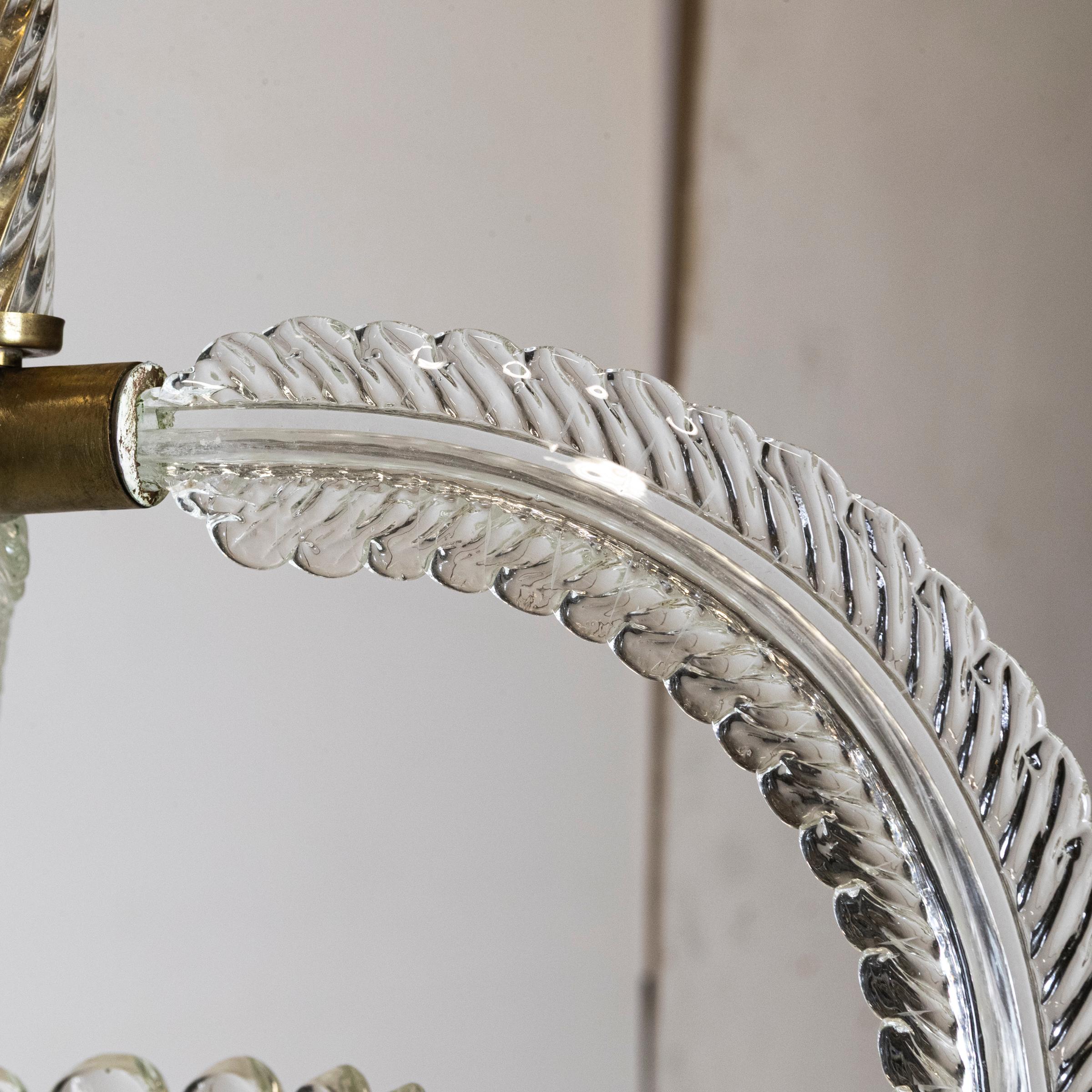 Laiton Art Deco Murano Light by Ercole Barovier en vente