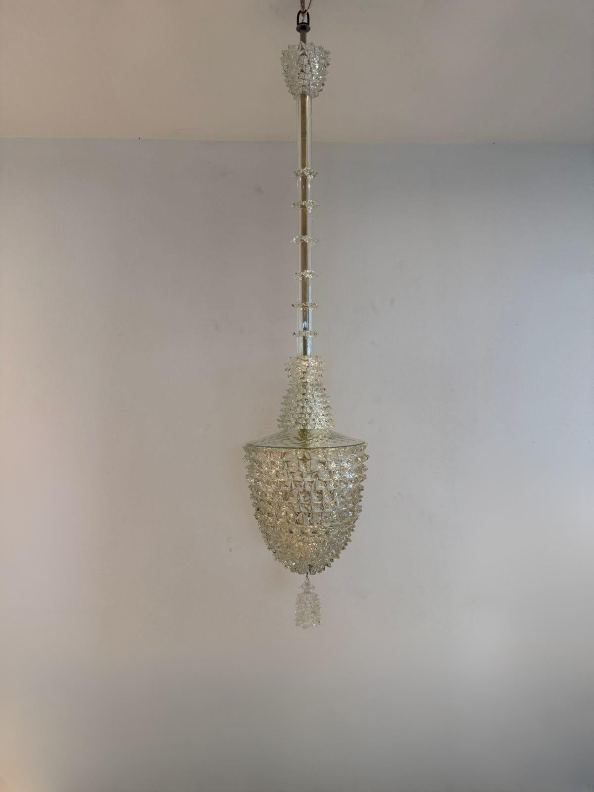 Art Deco Murano “Rostrato” Glass Lantern attr. Barovier e Toso, Italy circa 1930 en venta 3