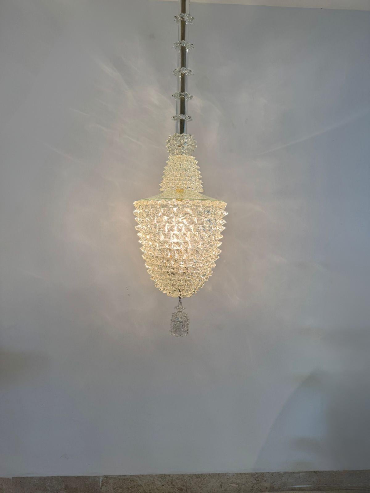 Art Deco Murano “Rostrato” Glass Lantern attr. Barovier e Toso, Italy circa 1930 en venta 4