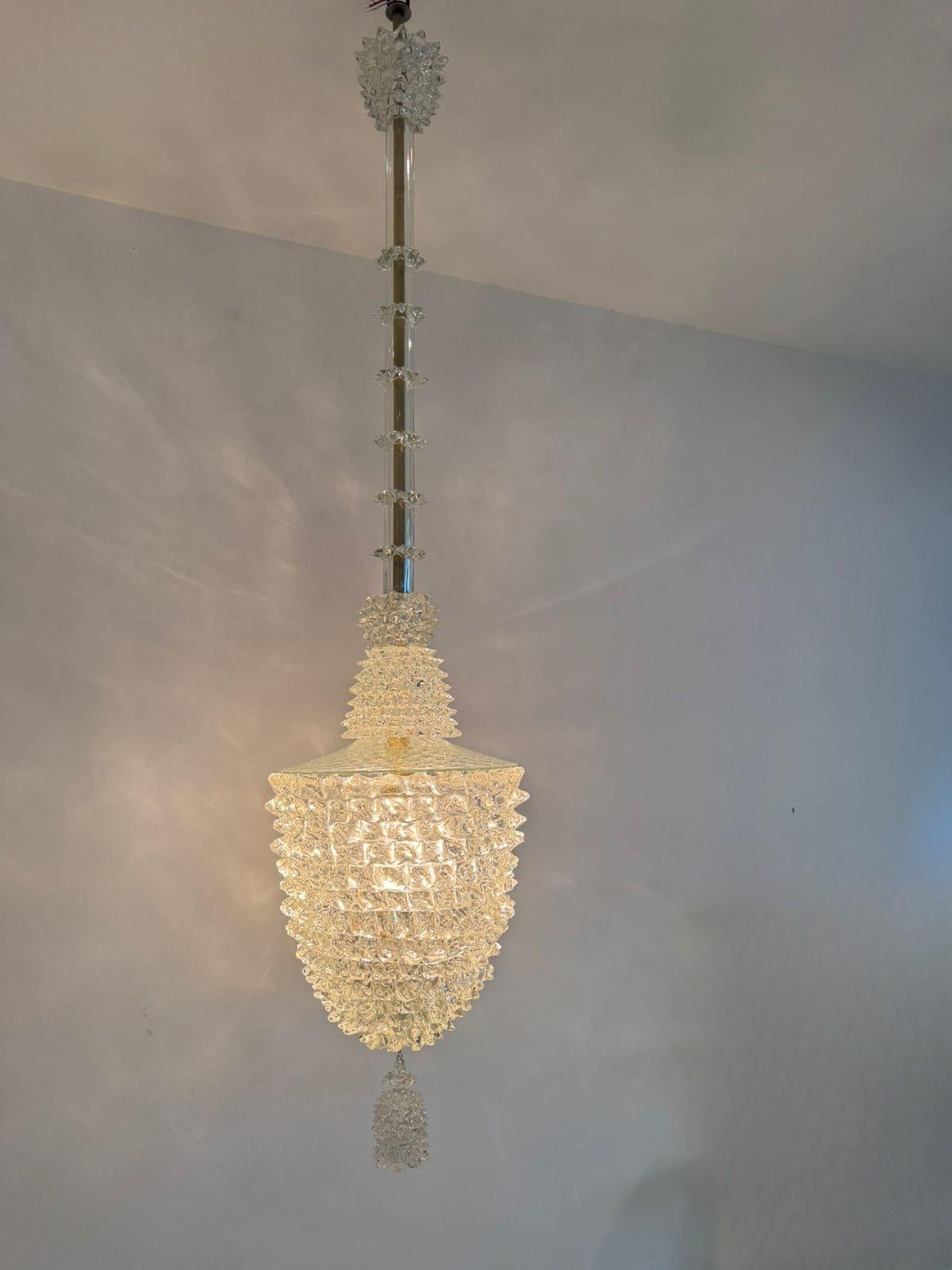 Art Deco Murano “Rostrato” Glass Lantern attr. Barovier e Toso, Italy circa 1930 en venta 6