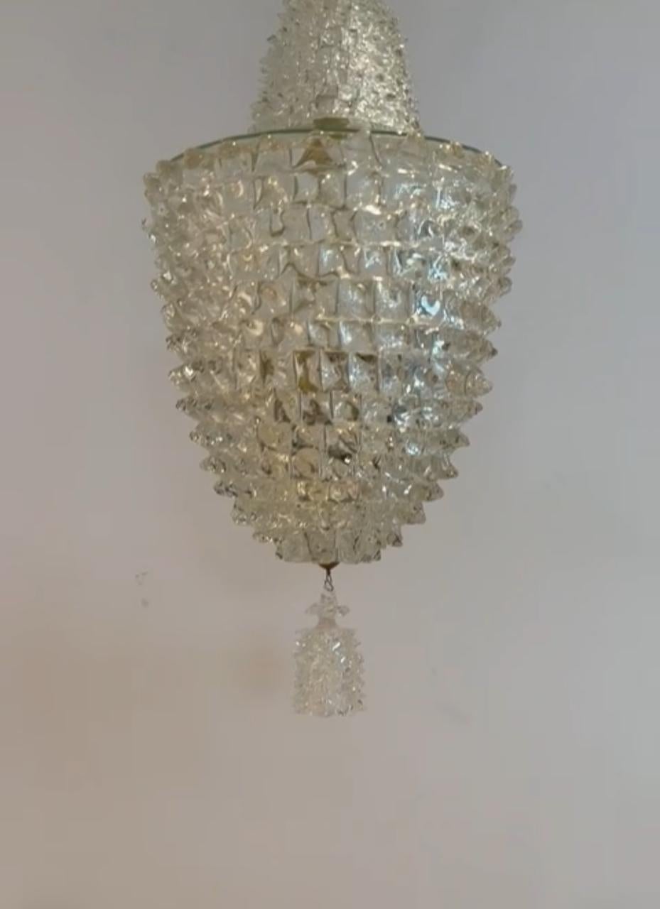 Art Deco Murano “Rostrato” Glass Lantern attr. Barovier e Toso, Italy circa 1930 en Excelente estado para la venta en Merida, Yucatan