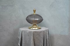 Art Deco Murano Round Art Glass Smoked Color Table Lamps, 1980