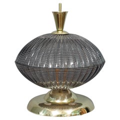 Art Deco Murano Round Art Glass Smoked Color Table Lamps, 1980