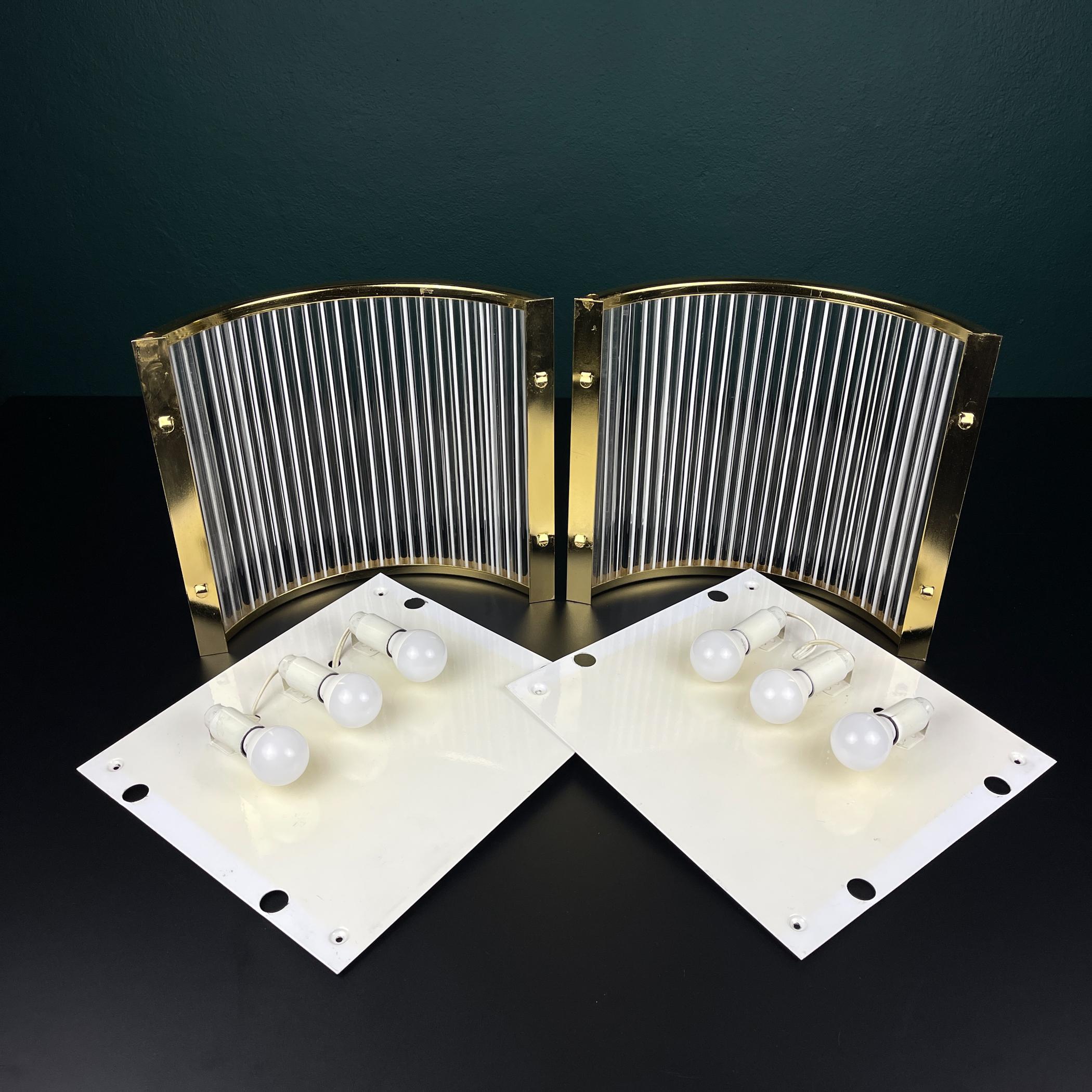 Art Deco Murano Wall lamps by De Majo, Set of 2, Italy, 1970s For Sale 10