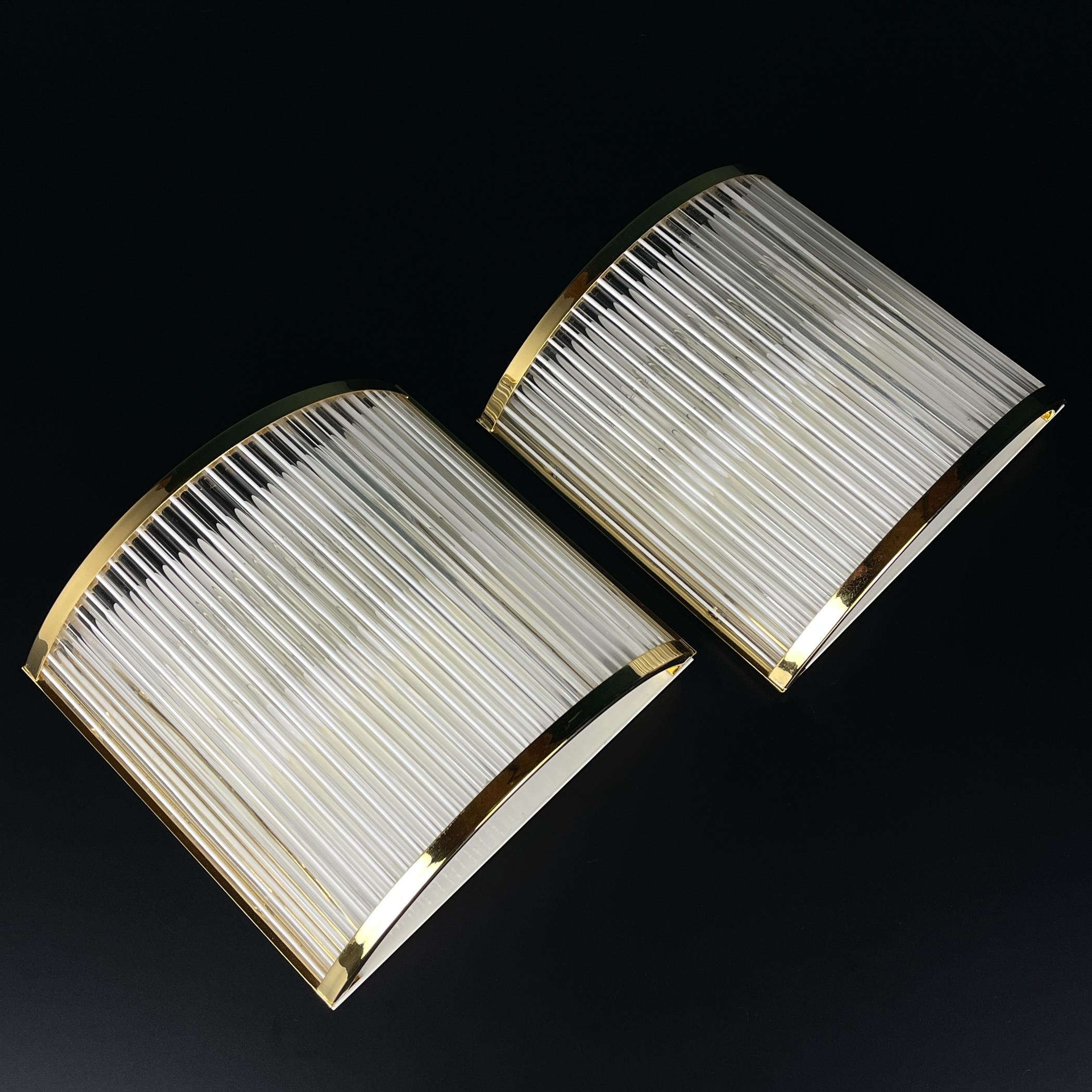 Art Deco Murano Wall lamps by De Majo, Set of 2, Italy, 1970s For Sale 12