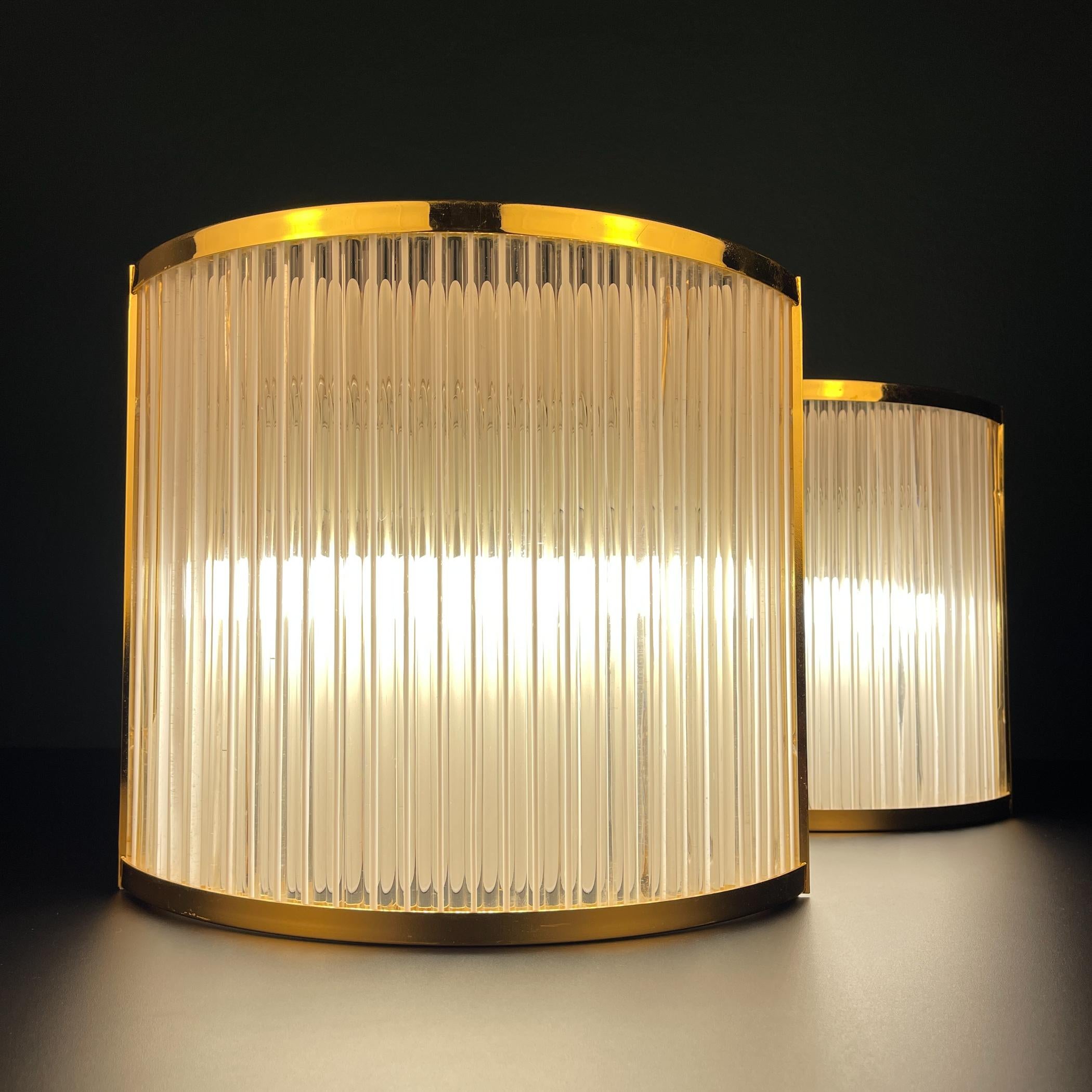 20th Century Art Deco Murano Wall lamps by De Majo, Set of 2, Italy, 1970s For Sale