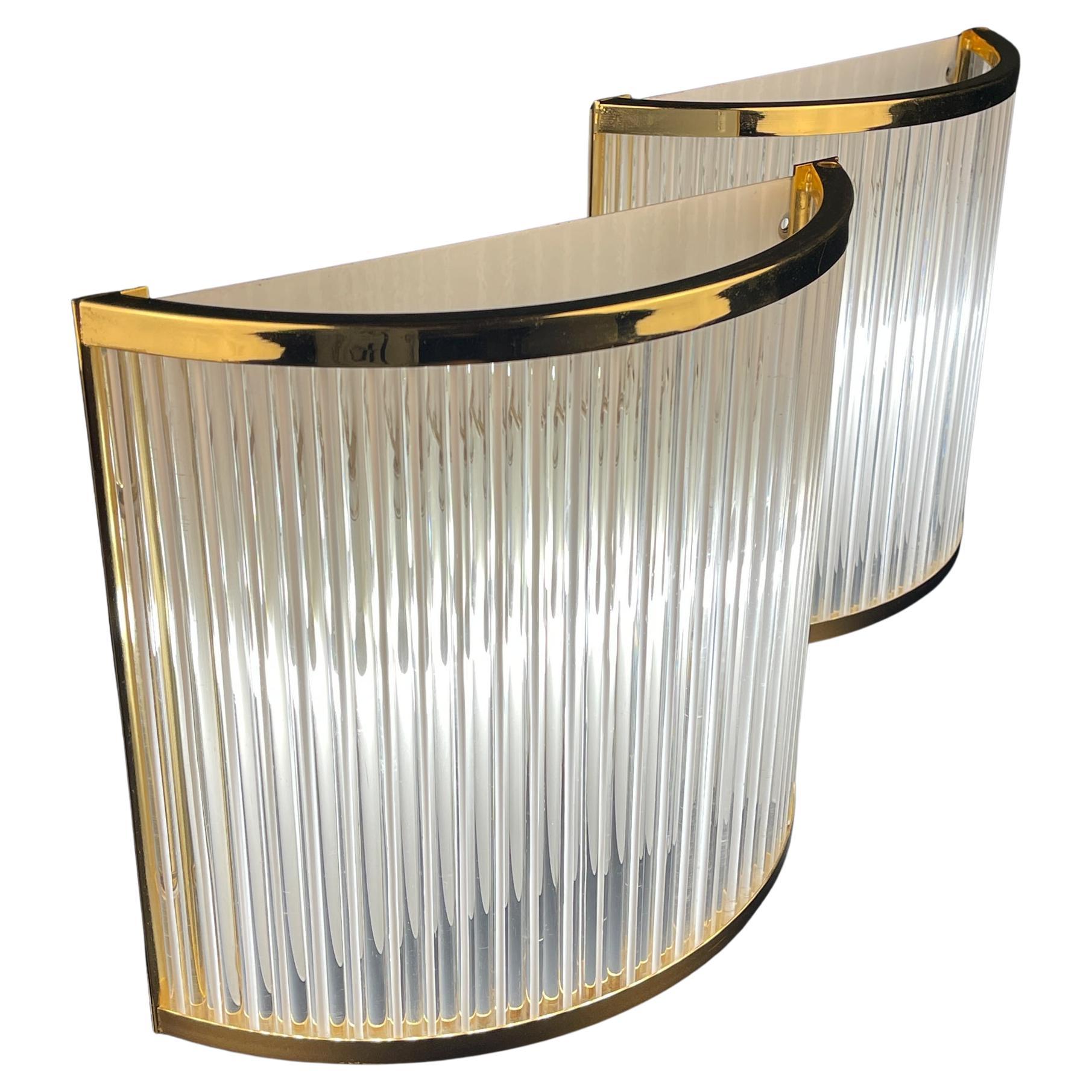 Art Deco Murano Wall lamps by De Majo, Set of 2, Italy, 1970s For Sale