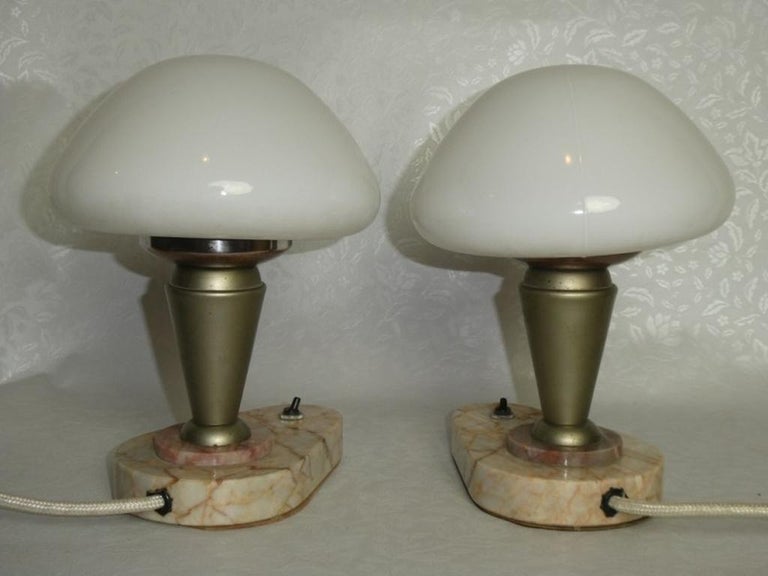 Art Deco Mushroom Bedside Table Lamps at 1stDibs