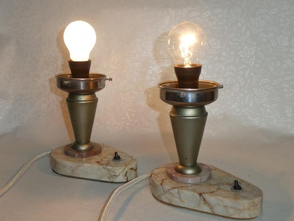 Austrian Art Deco Mushroom Bedside Table Lamps