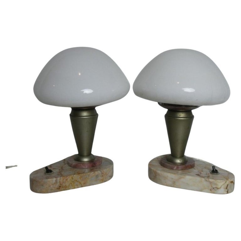 Art Deco Mushroom Bedside Table Lamps at 1stDibs