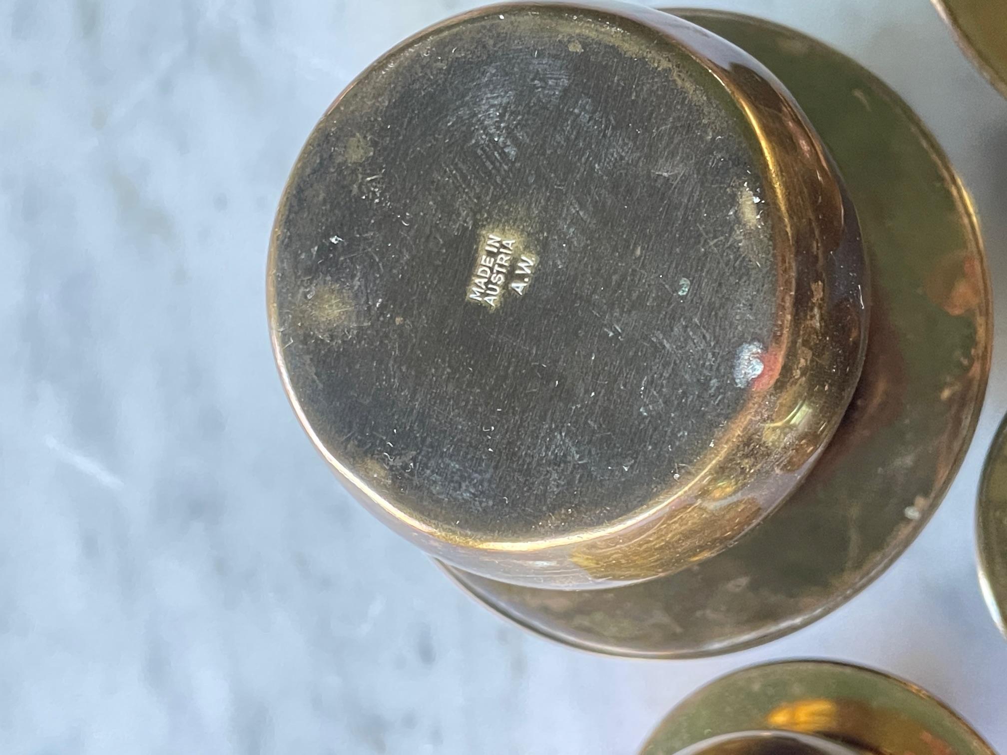 Art Deco Mushroom Snuff Cannister Collection Brass Polka Dot Austria Argentor  For Sale 2