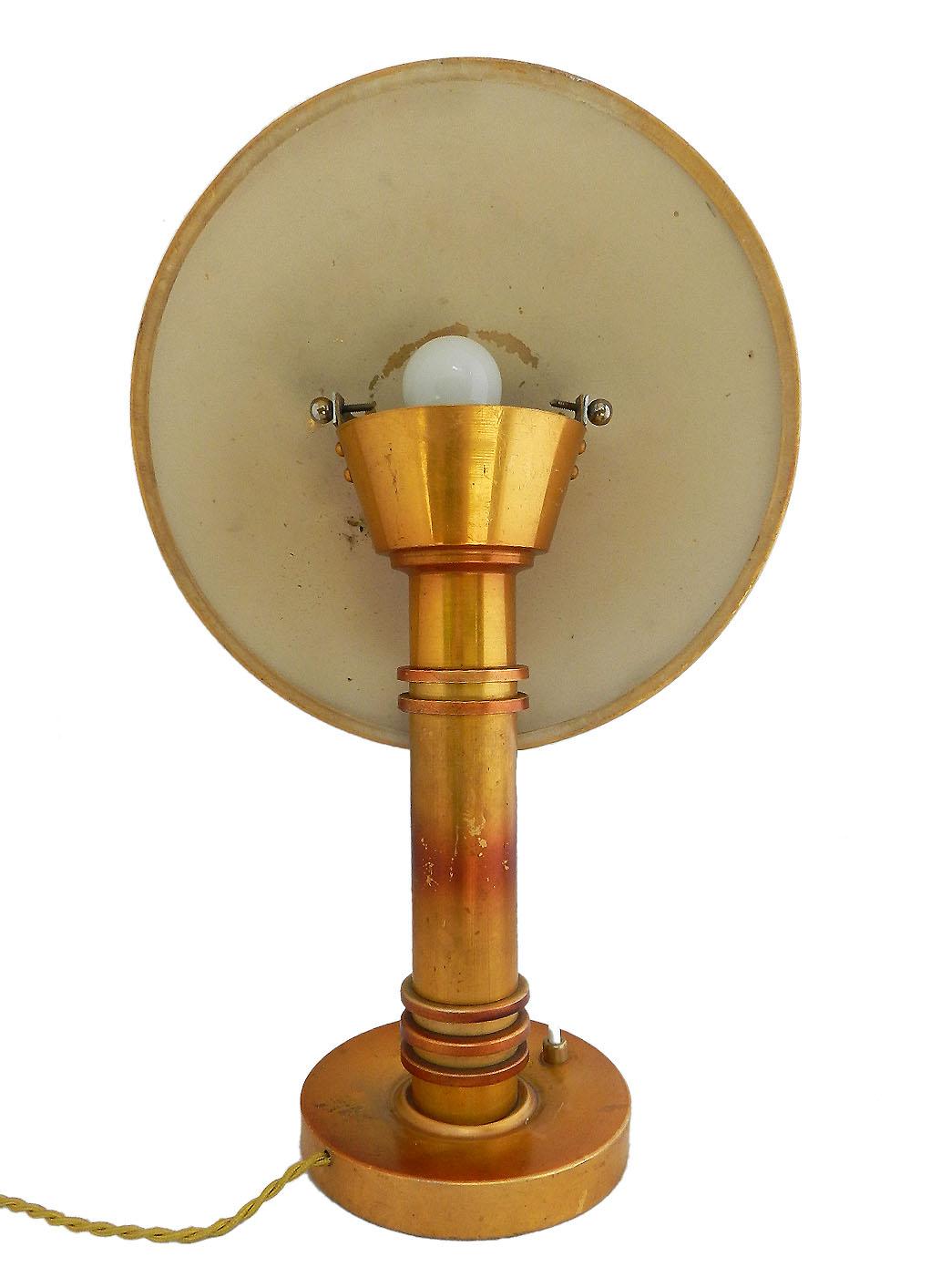 20th Century Art Deco Mushroom Table Lamp UFO French Aluminum Distressed For Sale