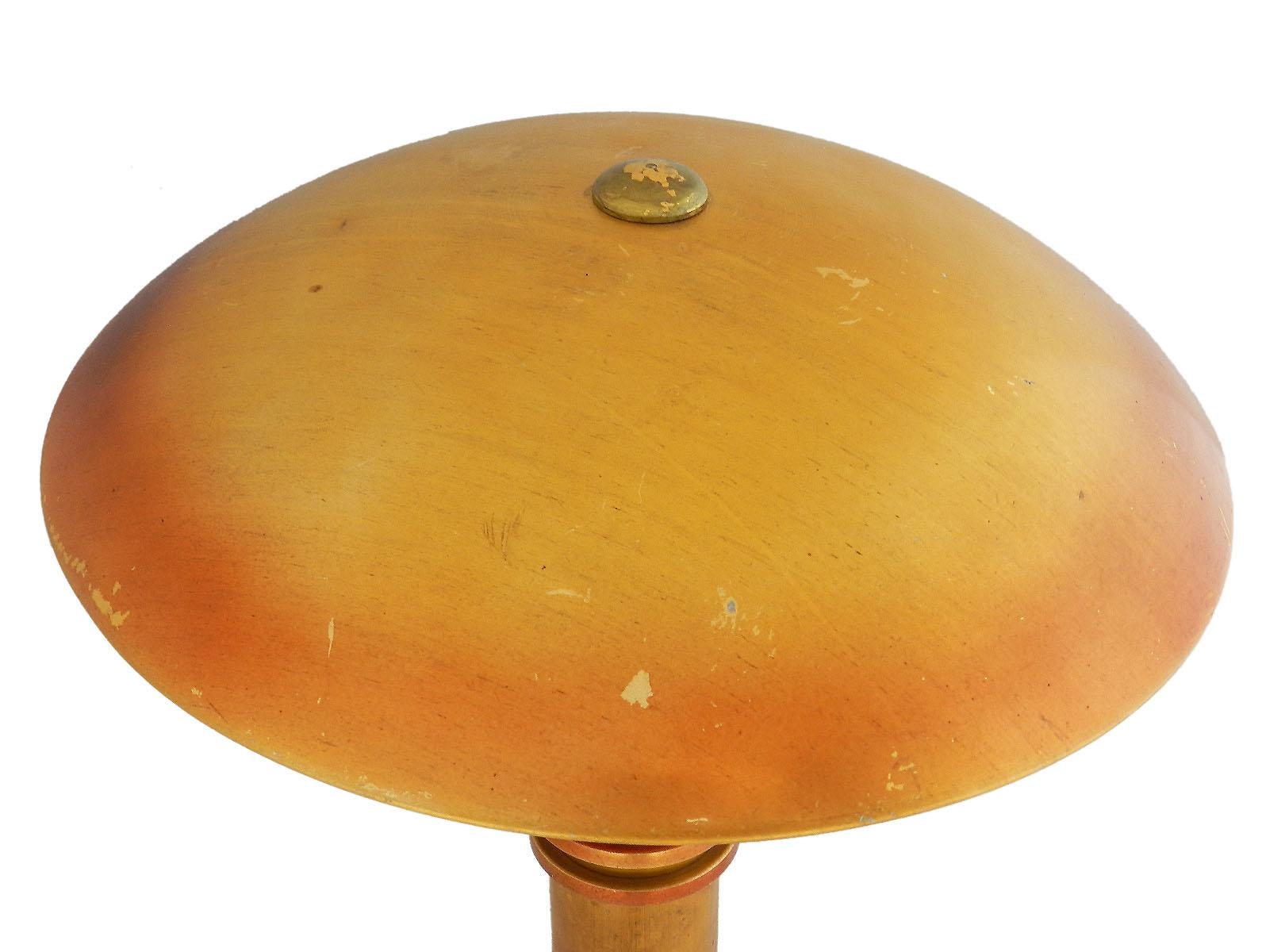 Art Deco Mushroom Table Lamp UFO French Aluminum Distressed For Sale 2