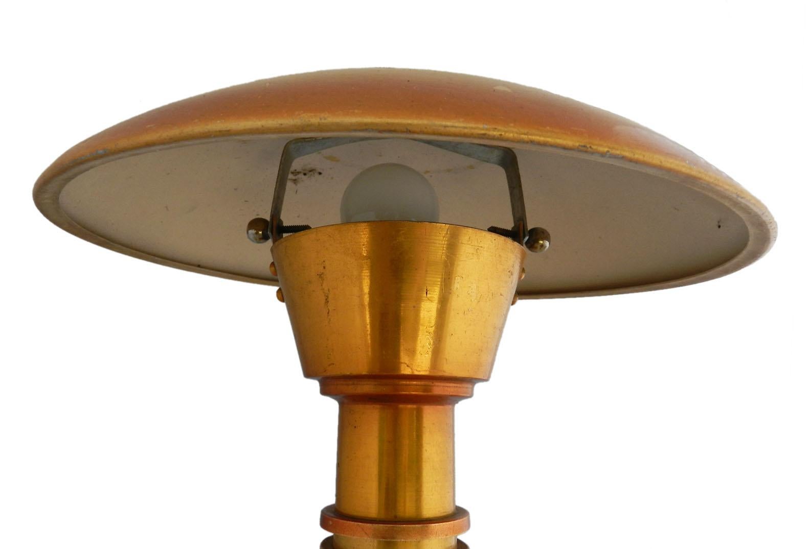 Art Deco Mushroom Table Lamp UFO French Aluminum Distressed For Sale 3