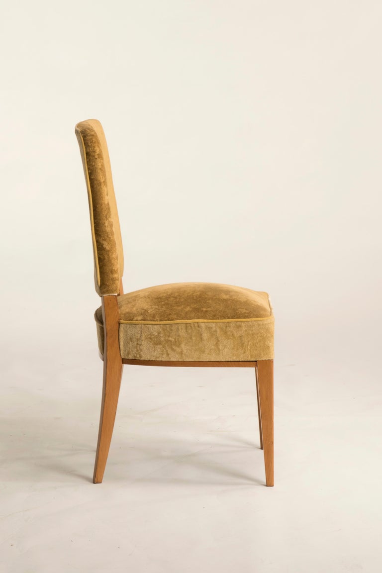 Art Deco Mustard Velvet Dining Chairs, Set of Eight For Sale at 1stdibs