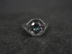Art Deco Mystic Topaz Solitaire Ring Size 7 Sterling Silver