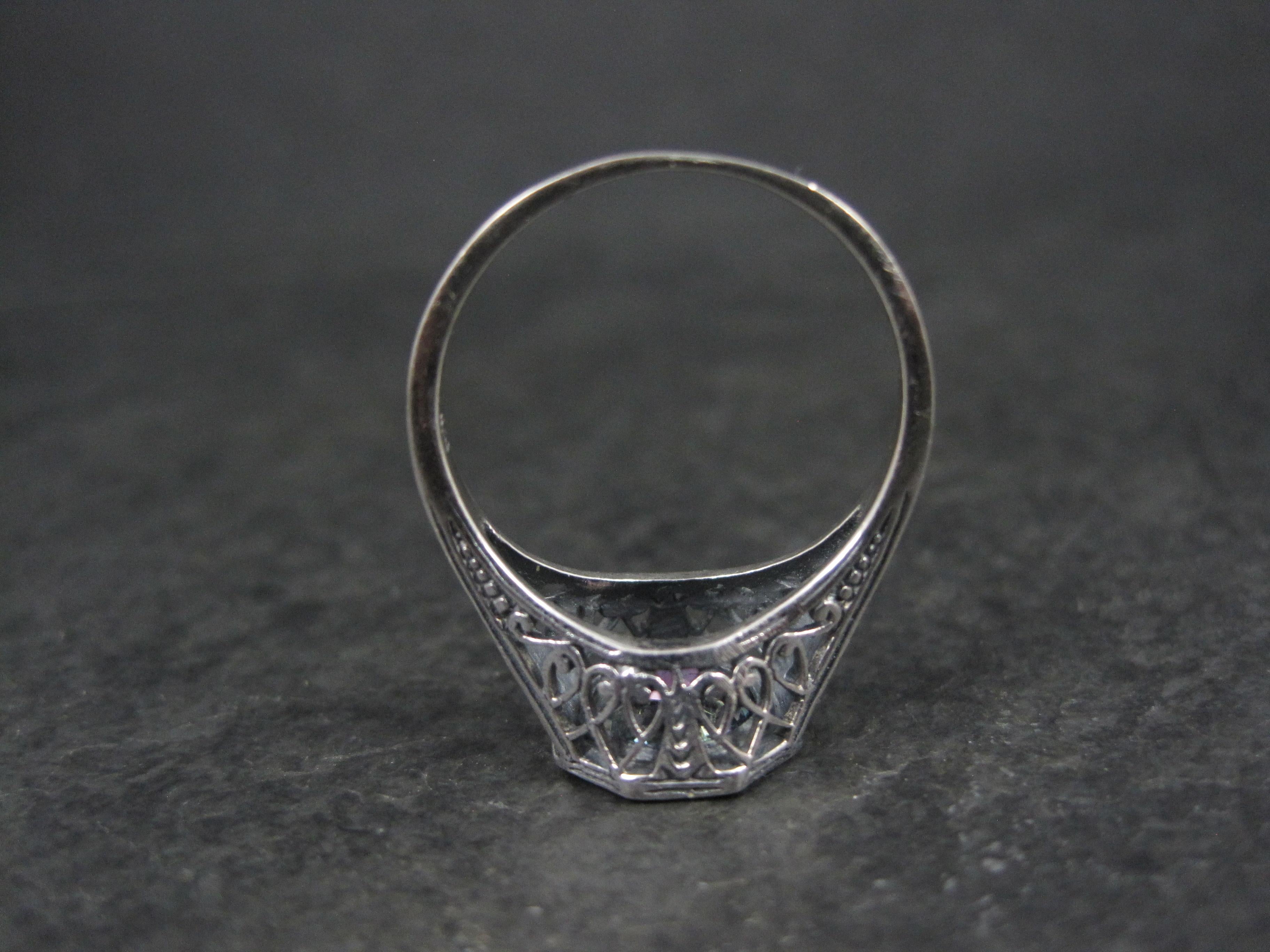 Anello solitario Art Deco Topazio Mistico Misura 7 A. Silver in vendita 2