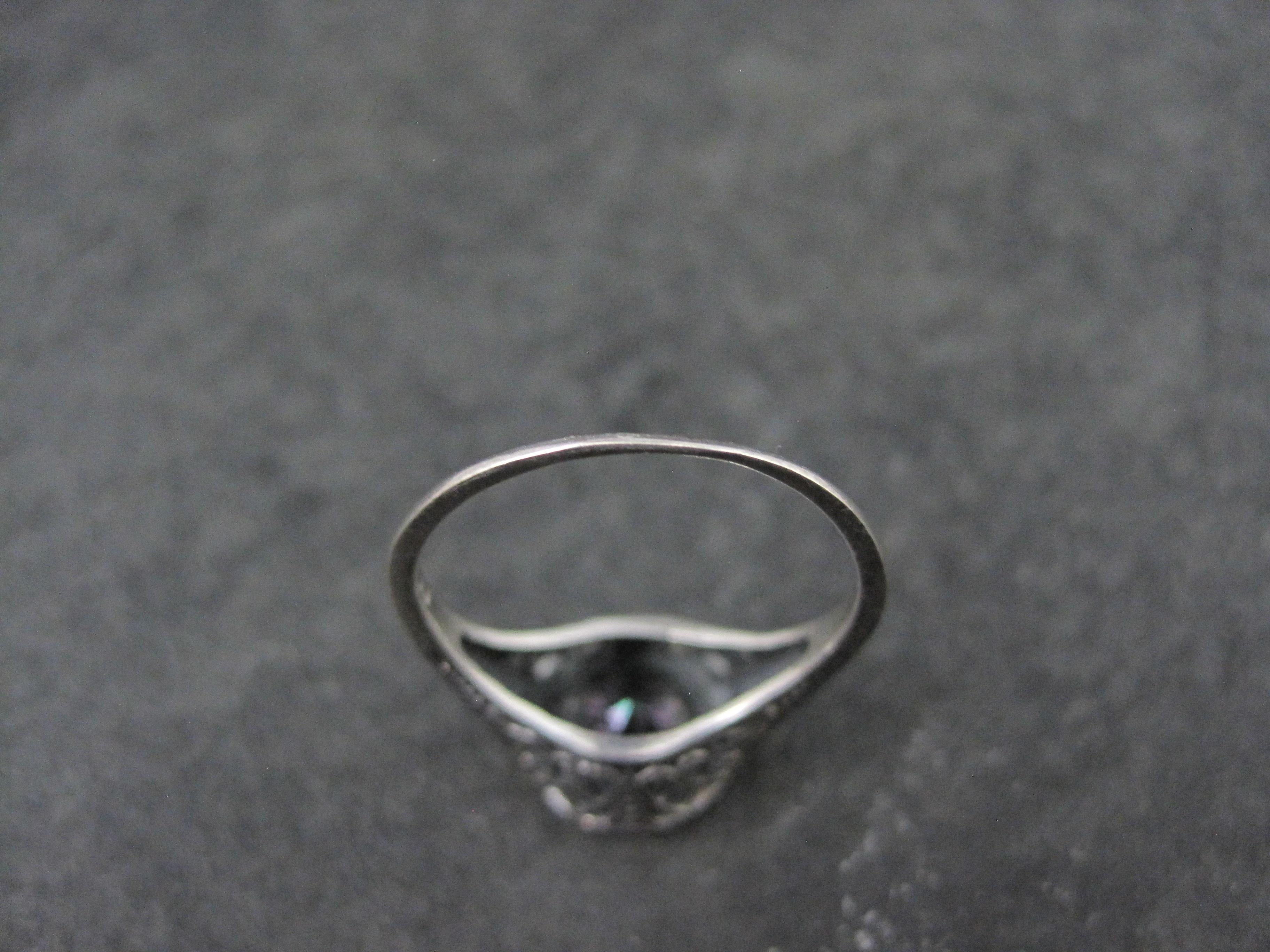 Anello solitario Art Deco Topazio Mistico Misura 7 A. Silver in vendita 3