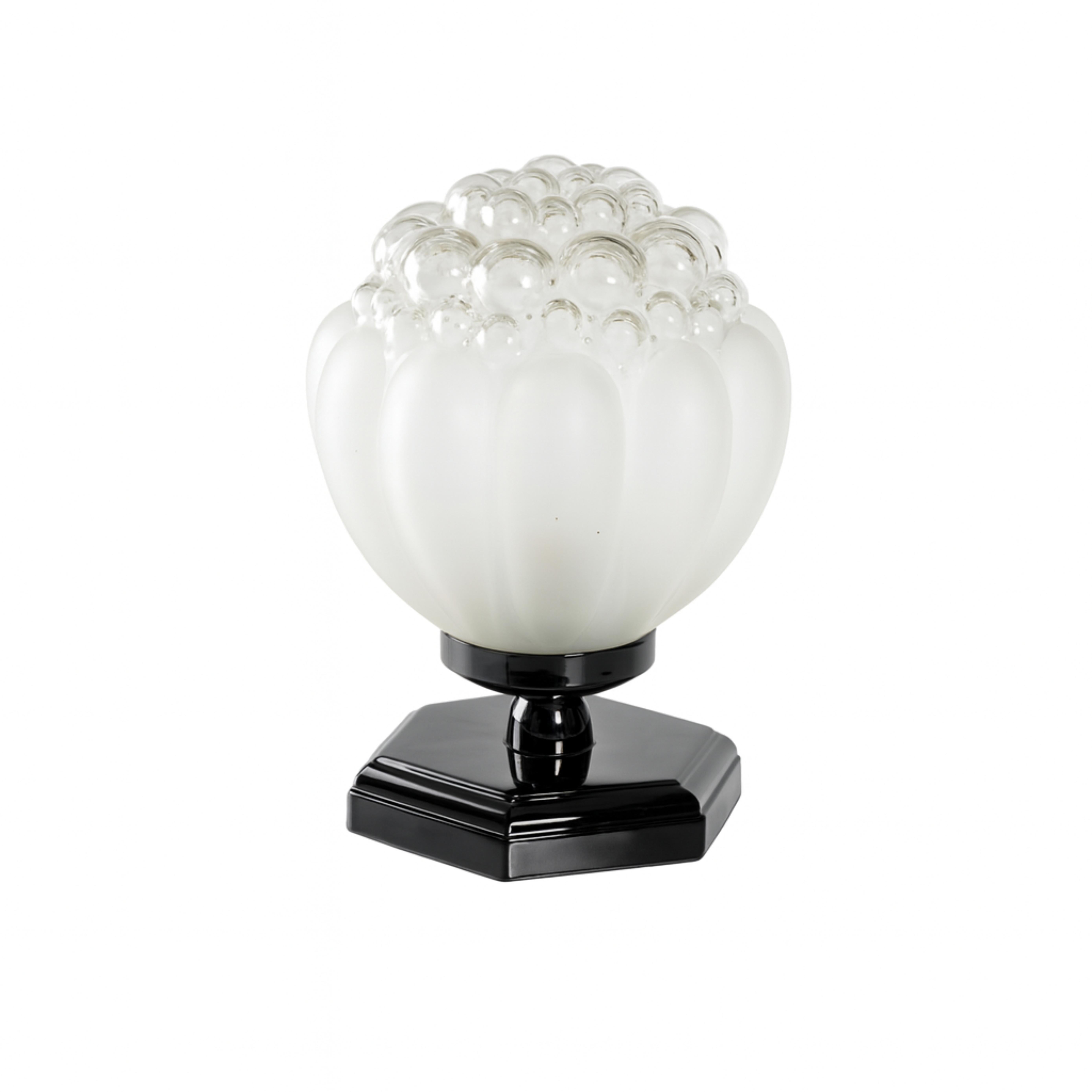 Art Deco Nacre Glass Black Lacquer Table Lamp, 20th Century Bon état - En vente à Lisbon, PT