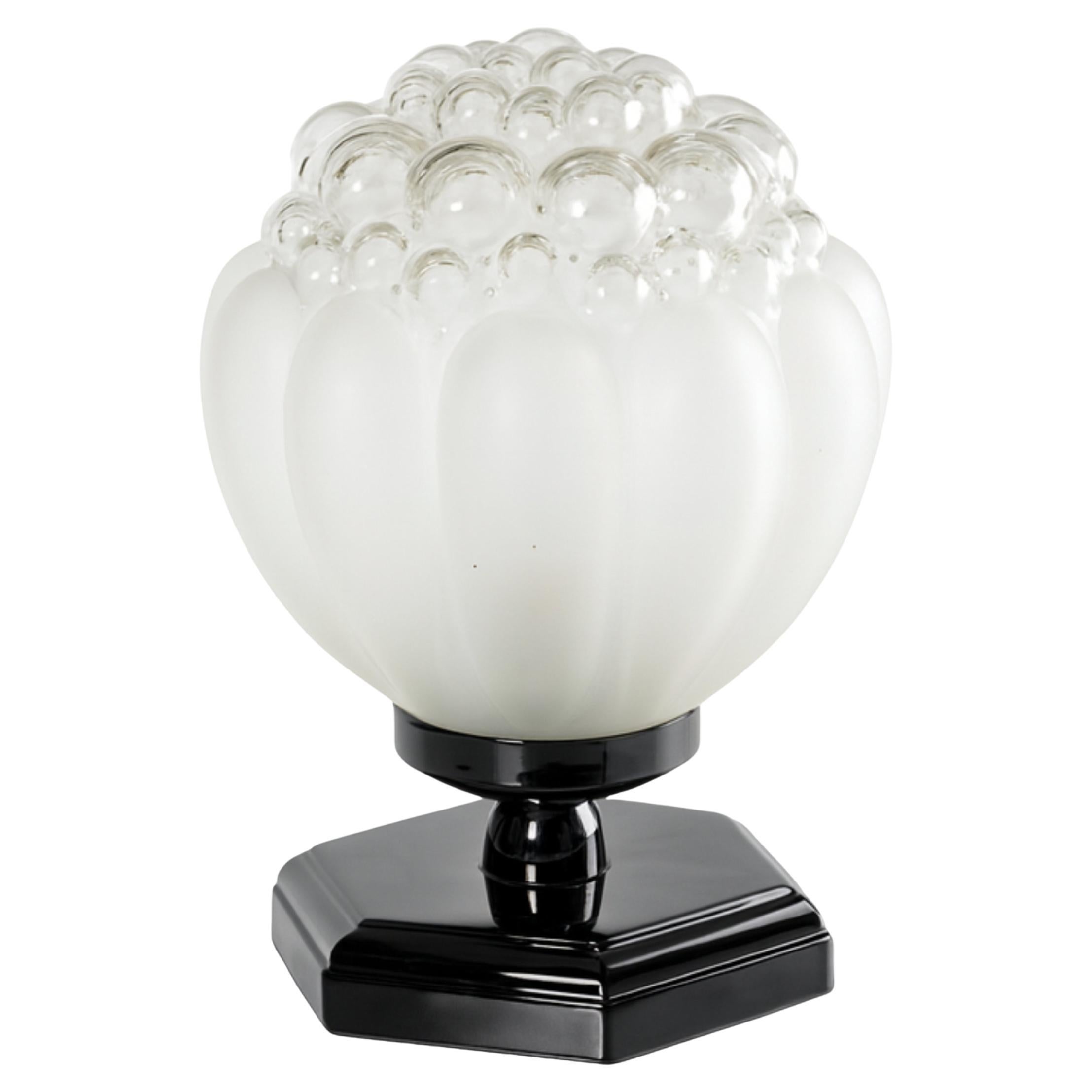 Art Deco Nacre Glass Black Lacquer Table Lamp, 20th Century en vente