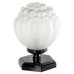 Art Deco Nacre Glass Black Lacquer Table Lamp, 20th Century