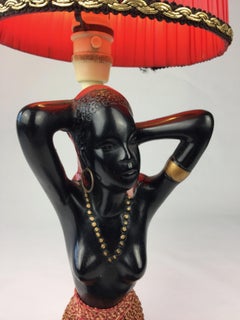 Art Deco Native Girl Plaster Lamp