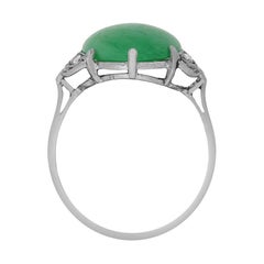 Art Deco Natural 7.50 Carat Jade and Diamond Ring, circa 1920s